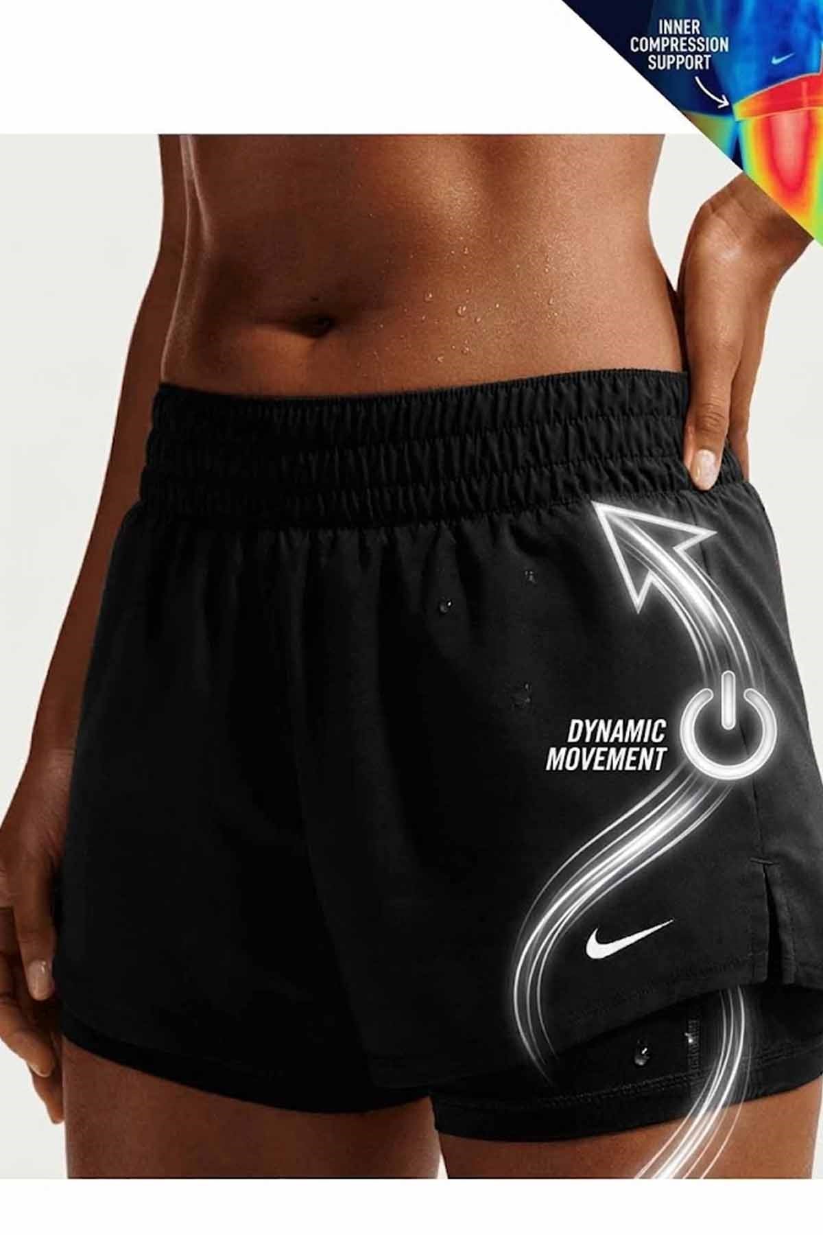 NIKEŞortNİKE W NK ONE DF MR 3IN 2N1 SHORT Kadın Şort DX6012-013-SIYAH