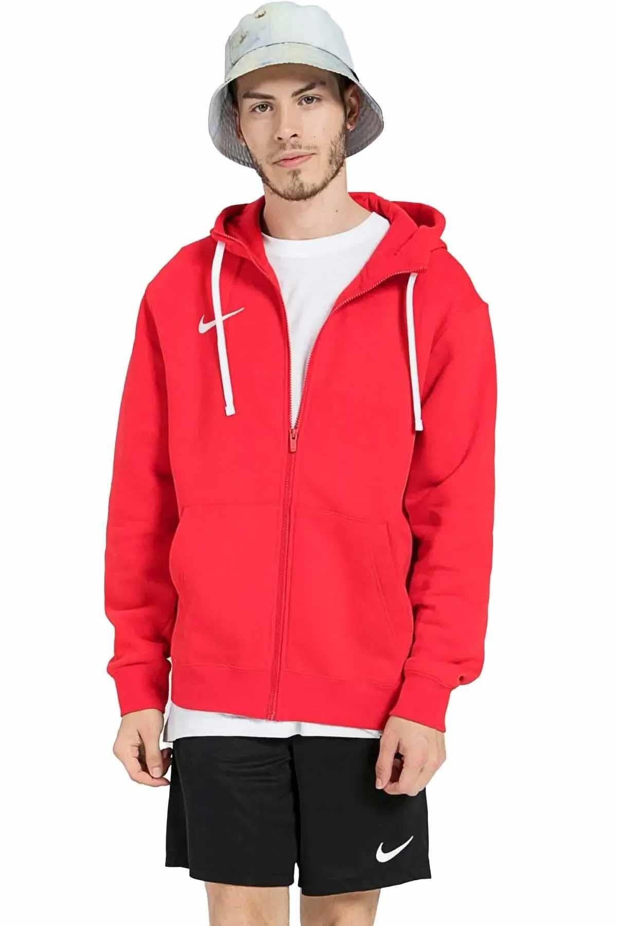 NIKESweatshirtNike M Flc Park20 Fz Hoodie Erkek Sweatshirt CW6887-657-KIRMIZI
