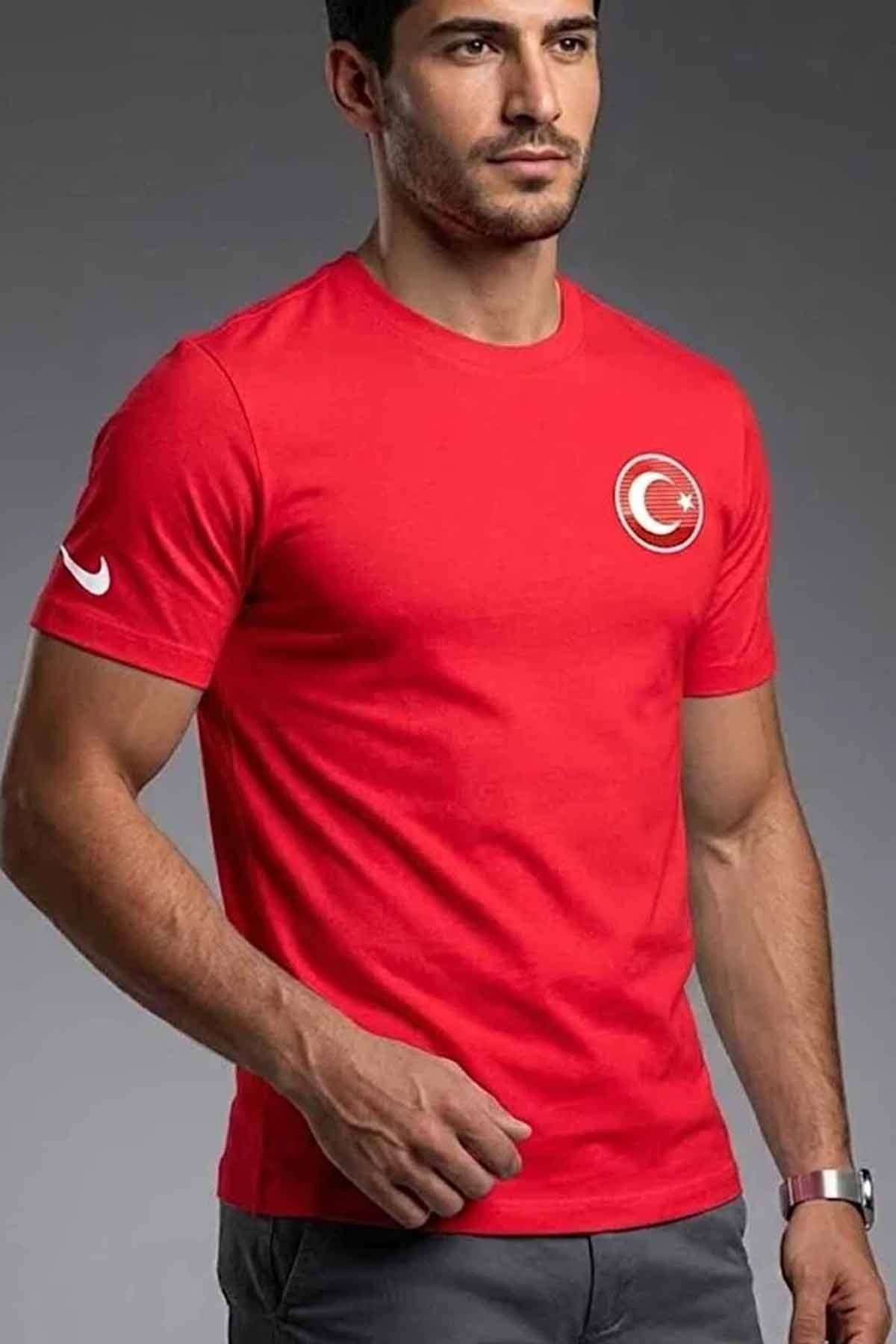 NIKETişörtNike Erkek Milli Takım Tişört %100 Pamuk Erkek Tişört NK0881KIRMIZI