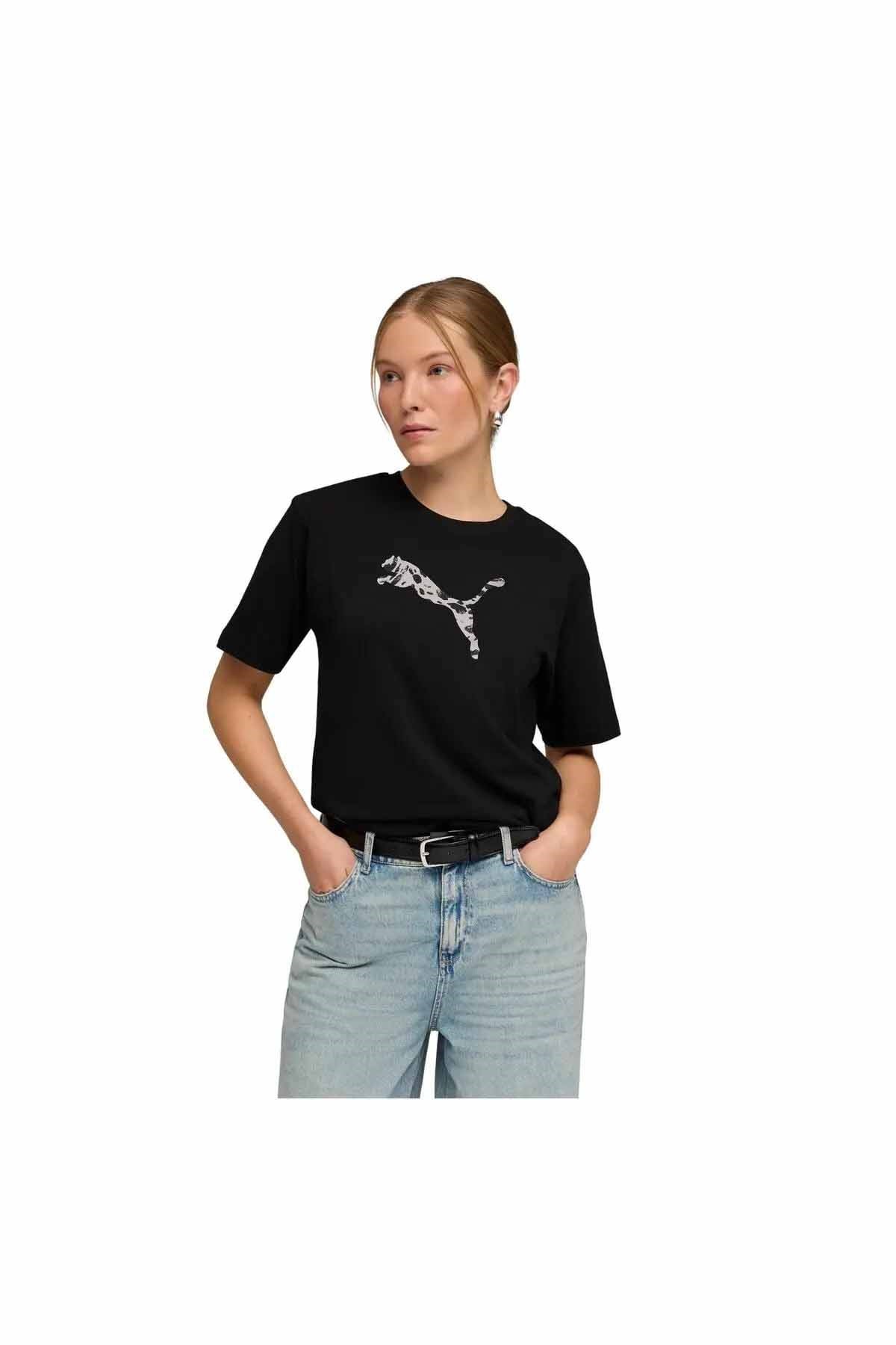 PUMATişörtPuma ESS GRAPHIC ANIMAL Relaxed Tee Kadın Tişört 691821-01 Siyah