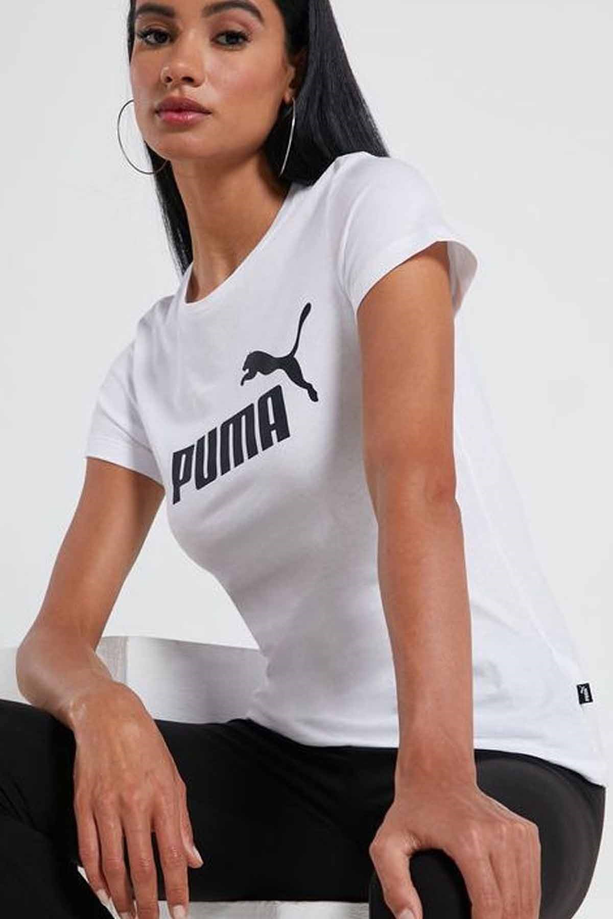 PUMATişörtPuma Ess Logo Tee Kadın Tişört 586774 02 BEYAZ