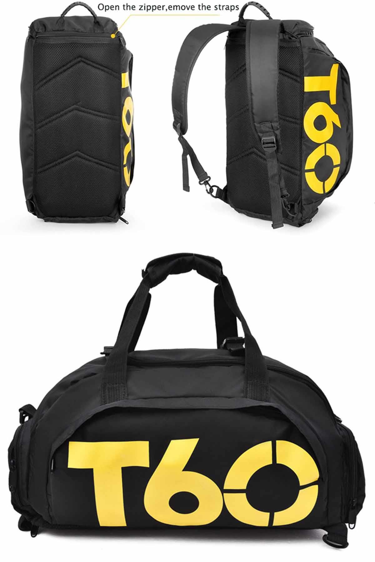 REKOR SPORSpor ve Seyehat ÇantasıT60 Gym Fitness Spor Omuz Askılı Spor Çantası Unisex Spor ve Seyehat Çantası T-60SIYAH-SARI