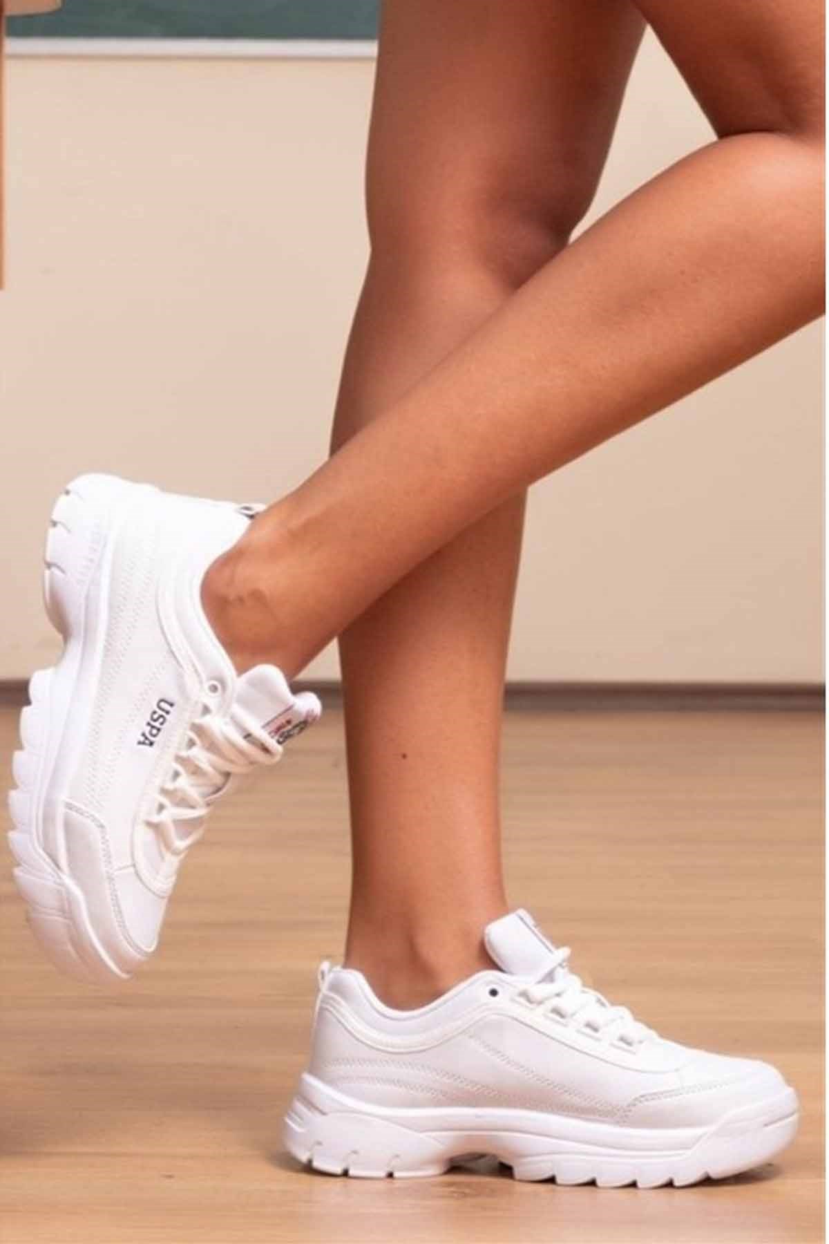 U.S. POLO ASSNGünlük SporUs Polo Kadın Yüksek Taban Sneakers Kadın Günlük Spor Ayakkabı USP200Beyaz