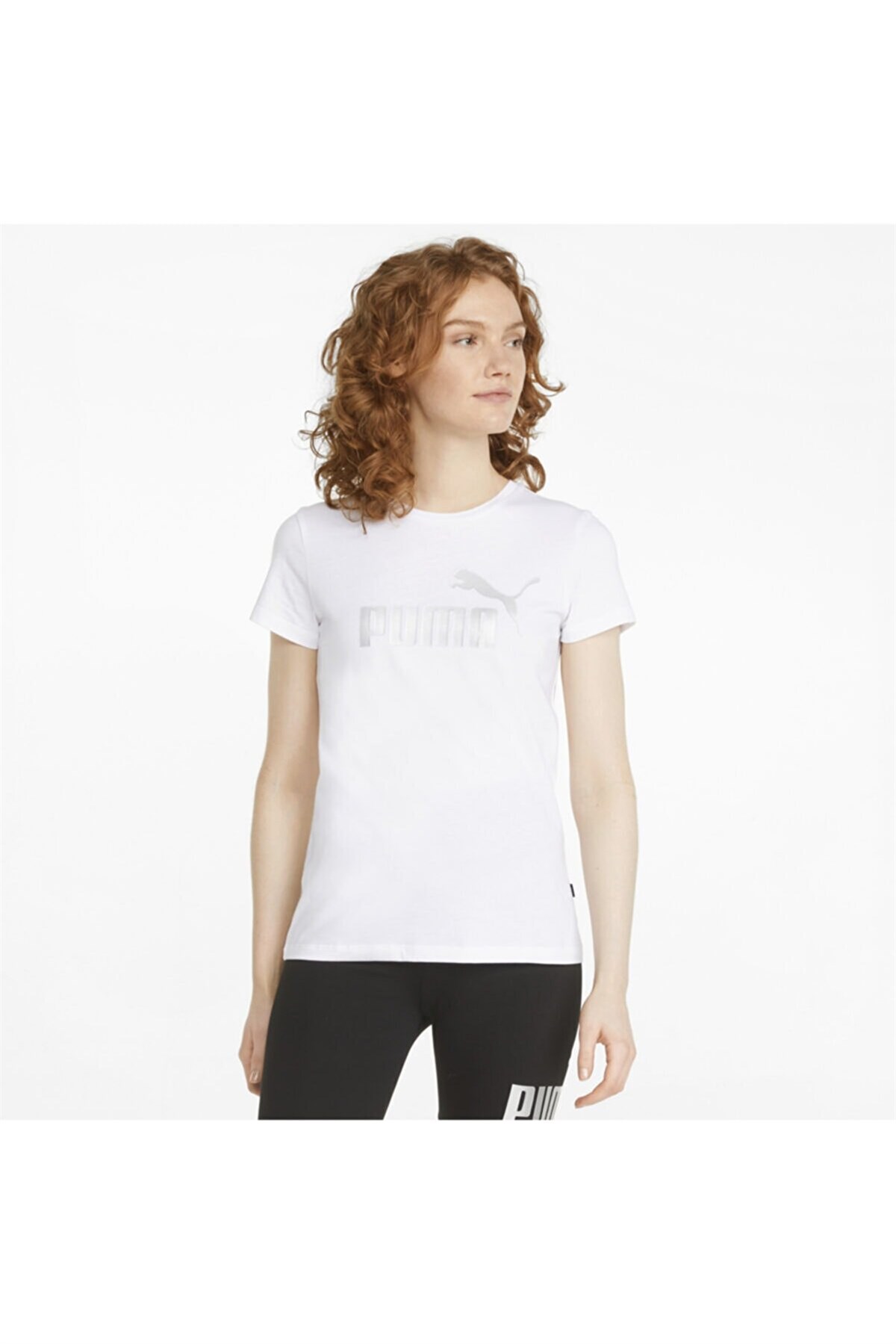 WOLYTişörtPuma Ess+ Metallic Logo Tee Kadın Tişört 848303 02BEYAZ
