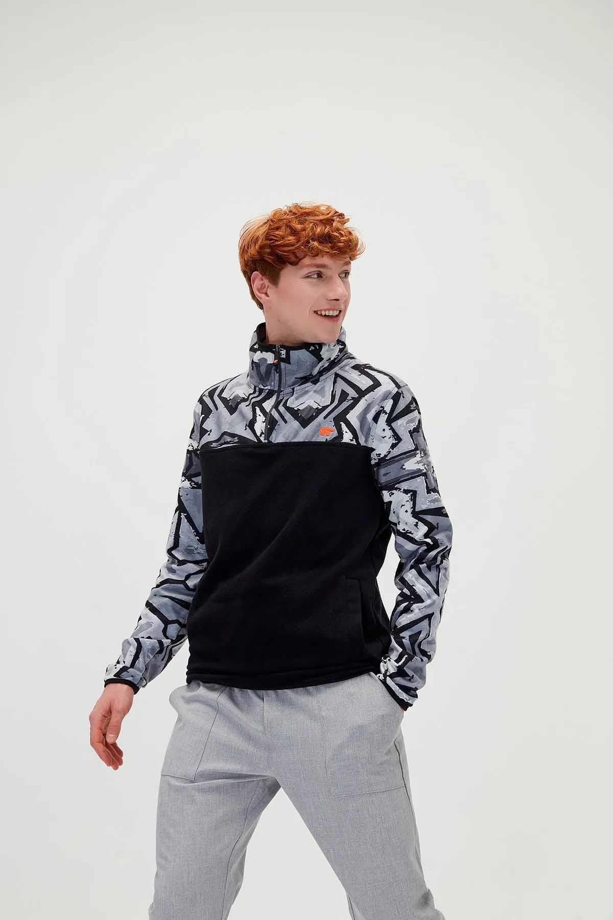 BAD BEARPolar SweatshirtBad Bear Erkek Polar Half Zip B-1 Erkek Polar Sweatshirt 21.02.21.2023 Syh-1SIYAH