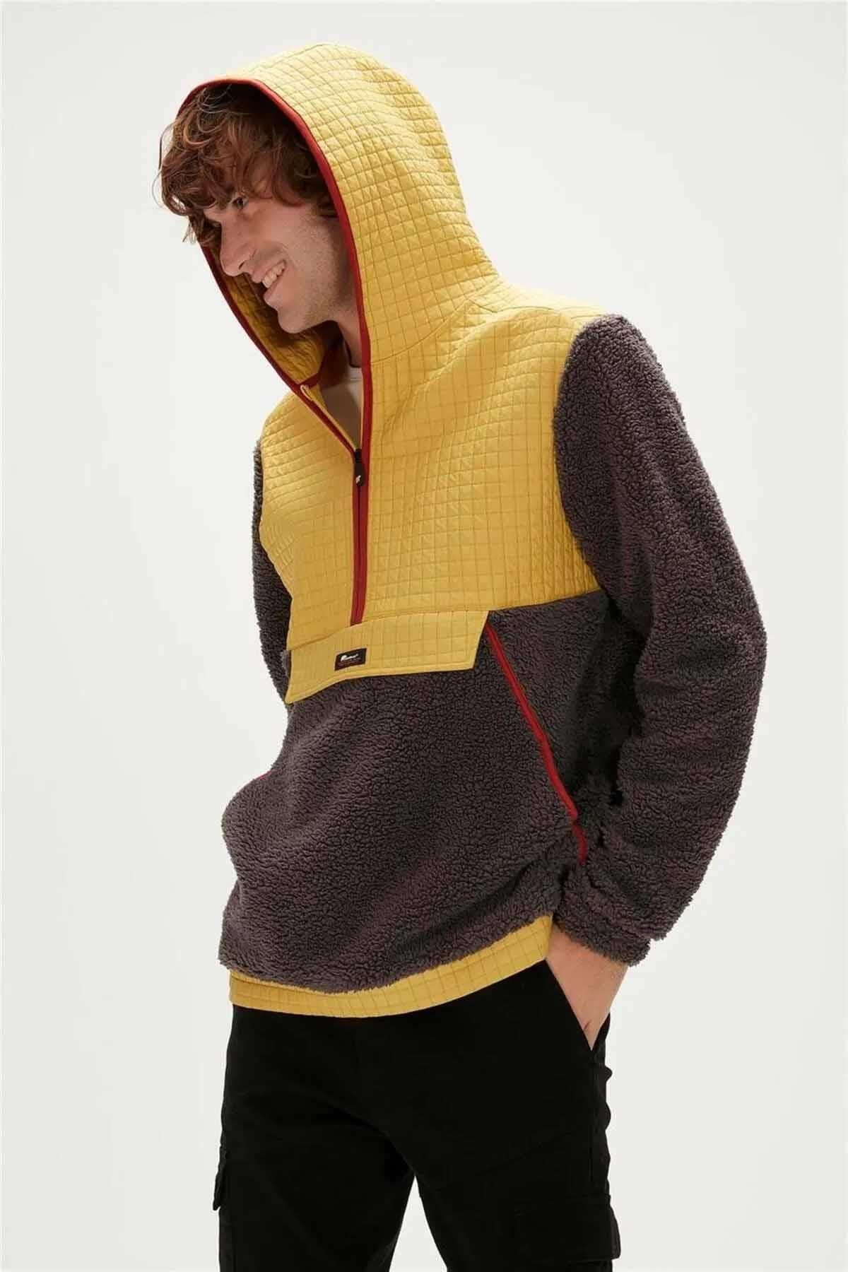 BAD BEARPolar SweatshirtBad Bear Leonard Half-Zip Plush Jacket Erkek Polar Sweatshirt 23.02.29.007RAVEN