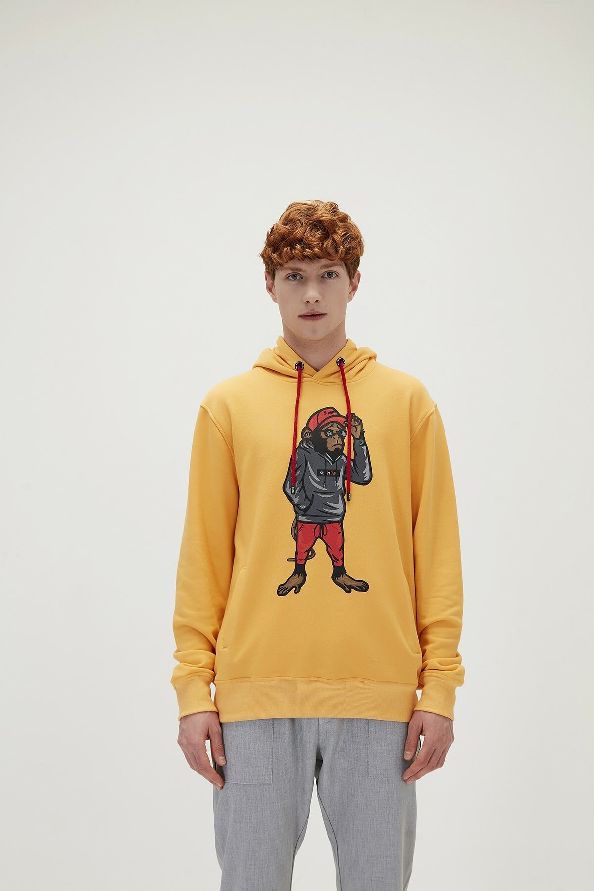 BAD BEARSweatshirtBad Bear Ape Hoodie Erkek Sweatshirt 21.02.12.012-C25MUSTARD