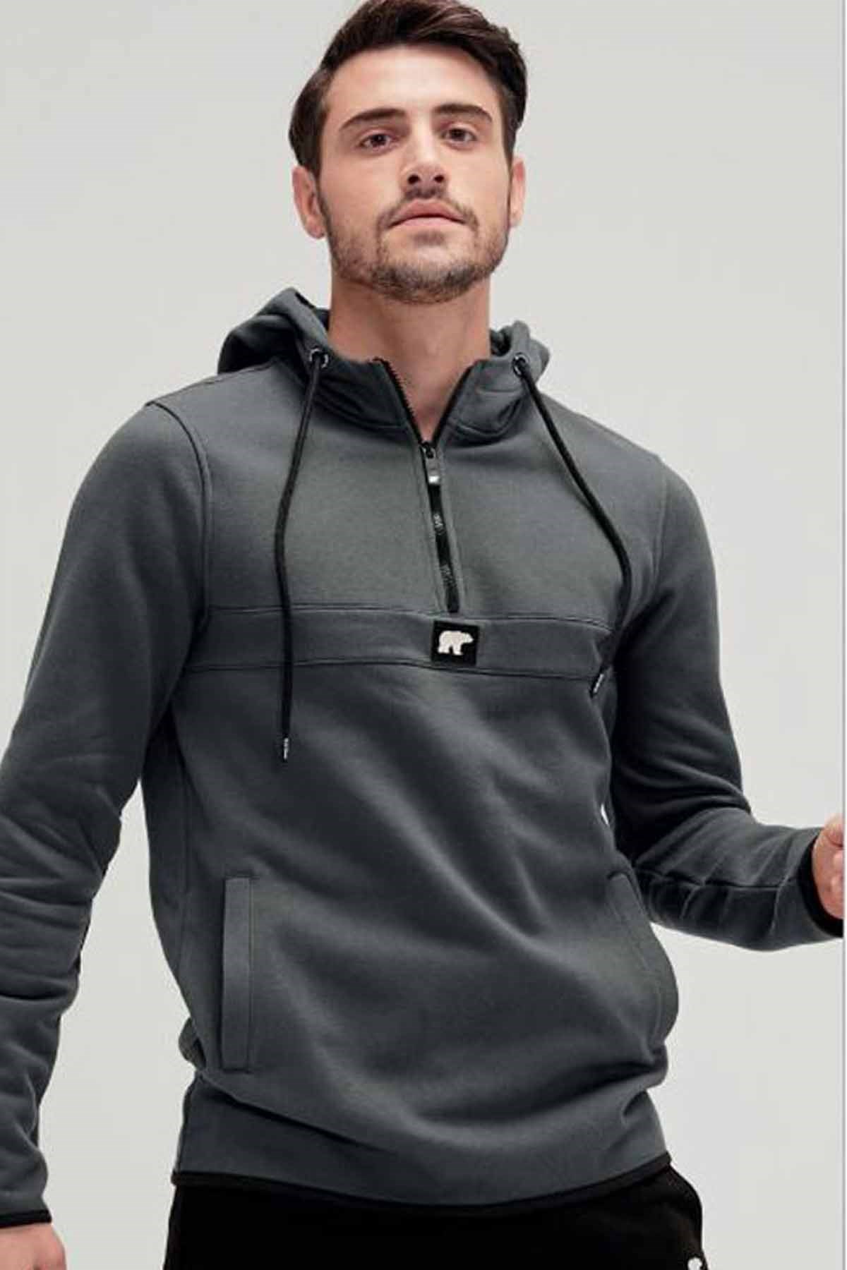 BAD BEARSweatshirtBad Bear DEFENCE HALF-ZIP Erkek Sweatshirt 19.02.27.027Antrasit