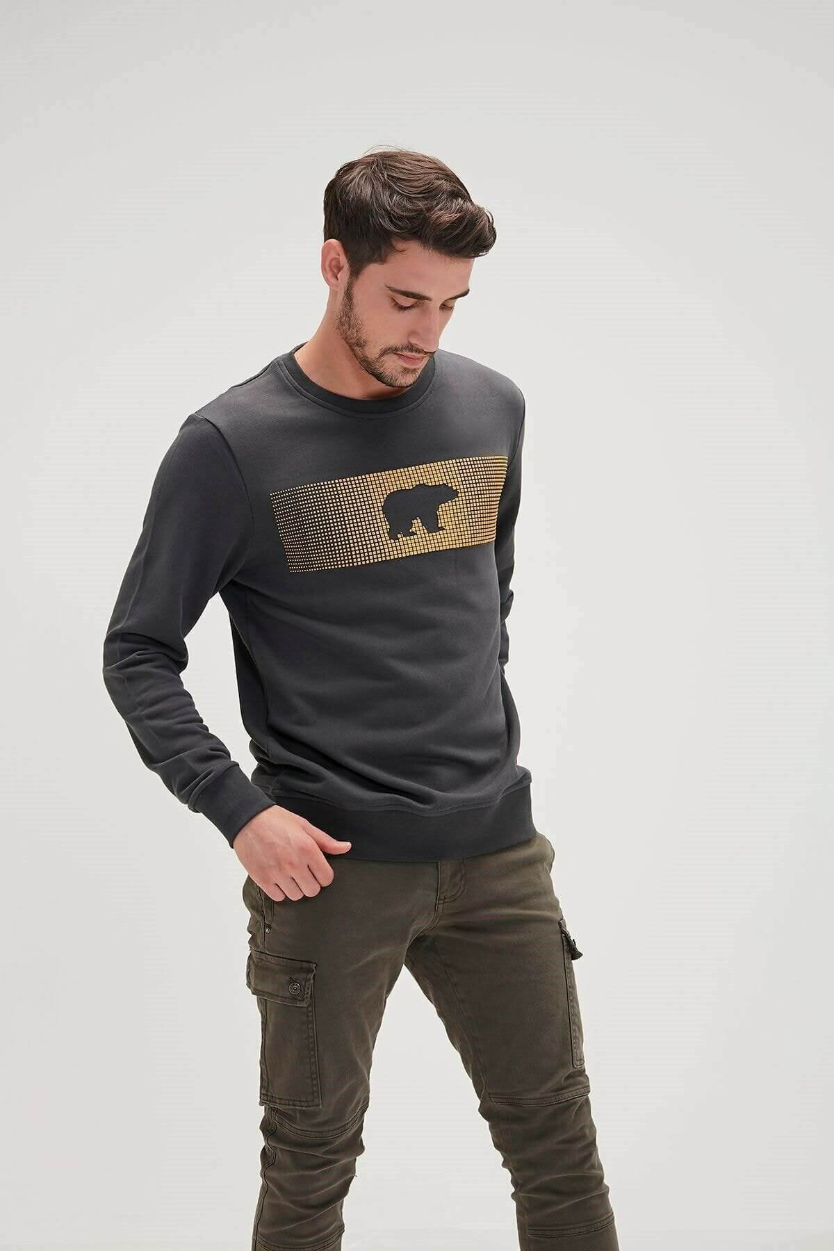 BAD BEARSweatshirtBad Bear Fancy Crewneck Erkek Sweatshirt 19.02.12.007-C02RAVEN