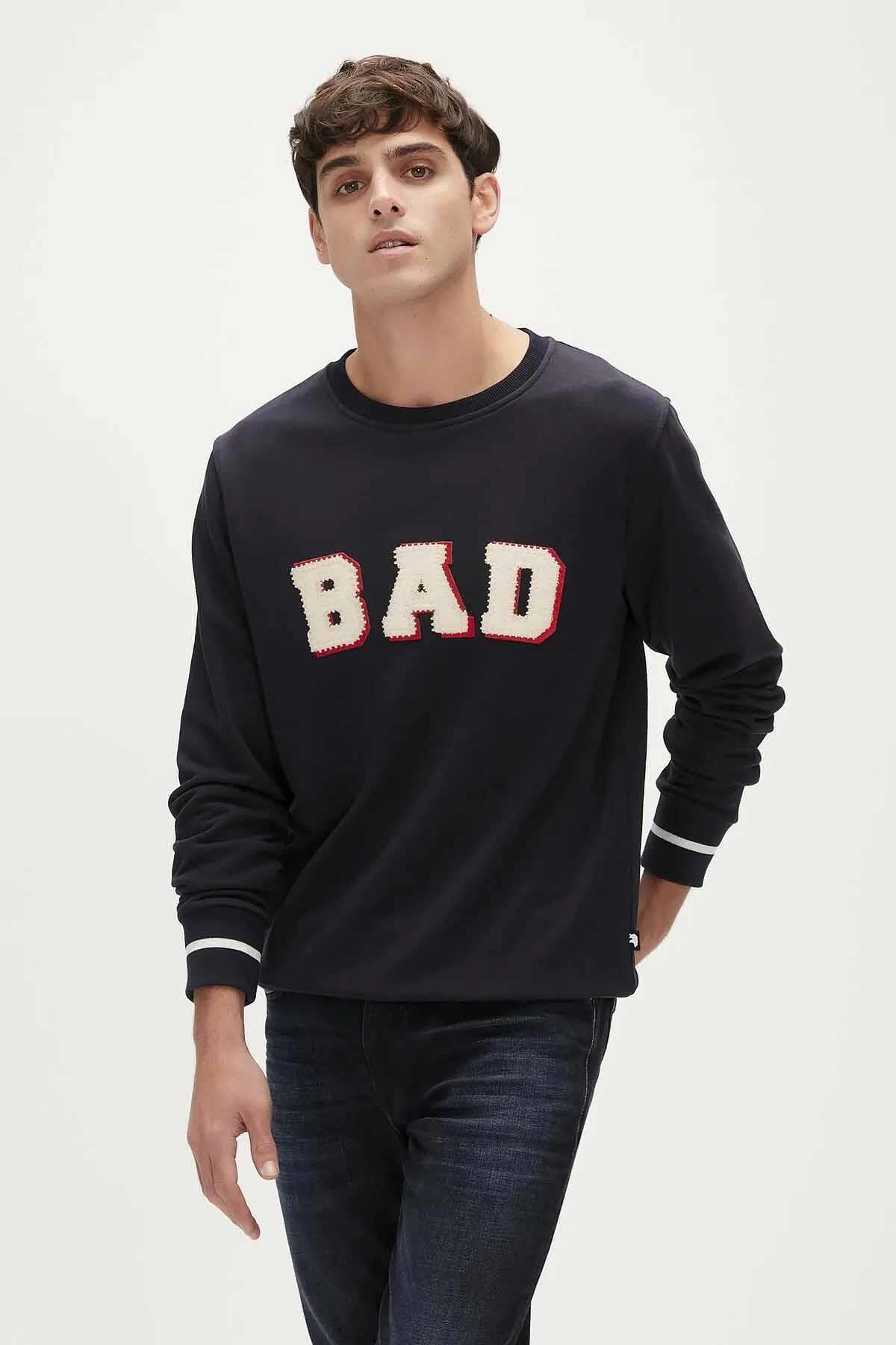 BAD BEARSweatshirtBad Bear Felt Crewneck Erkek Sweatshirt 23.02.12.013NAVY