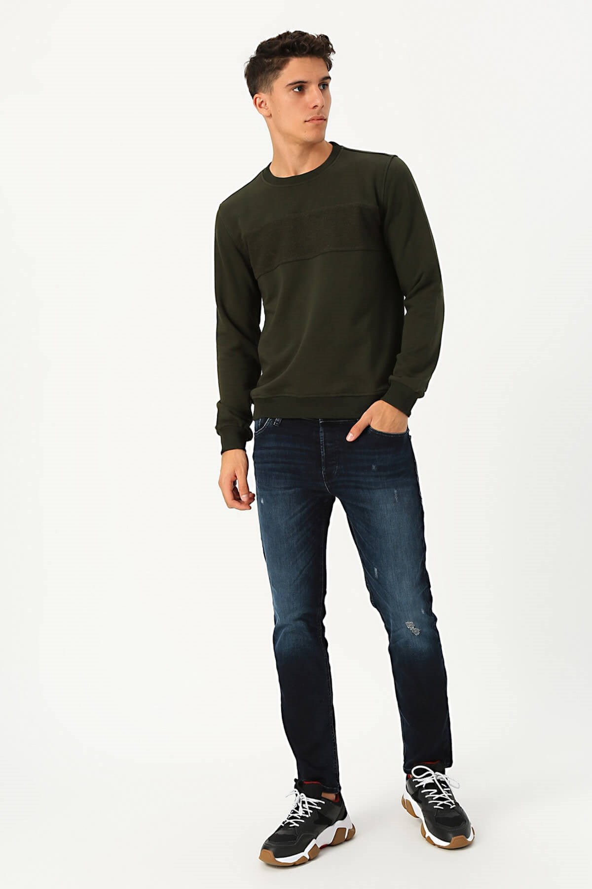 Bad Bear Forward Crewneck Erkek Sweatshirt 19.02.12.009KHAKI