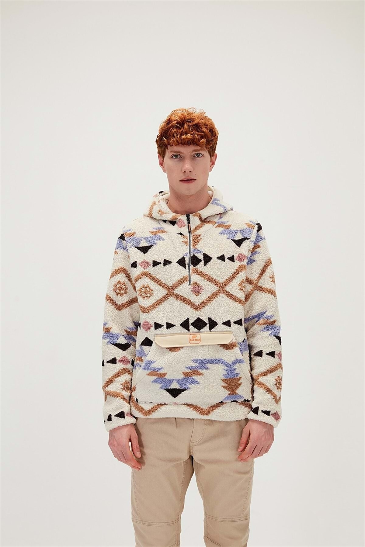 BAD BEARSweatshirtBad Bear Nomad Half Zıp Plush Erkek Sweatshirt 21.02.29.001ECRU