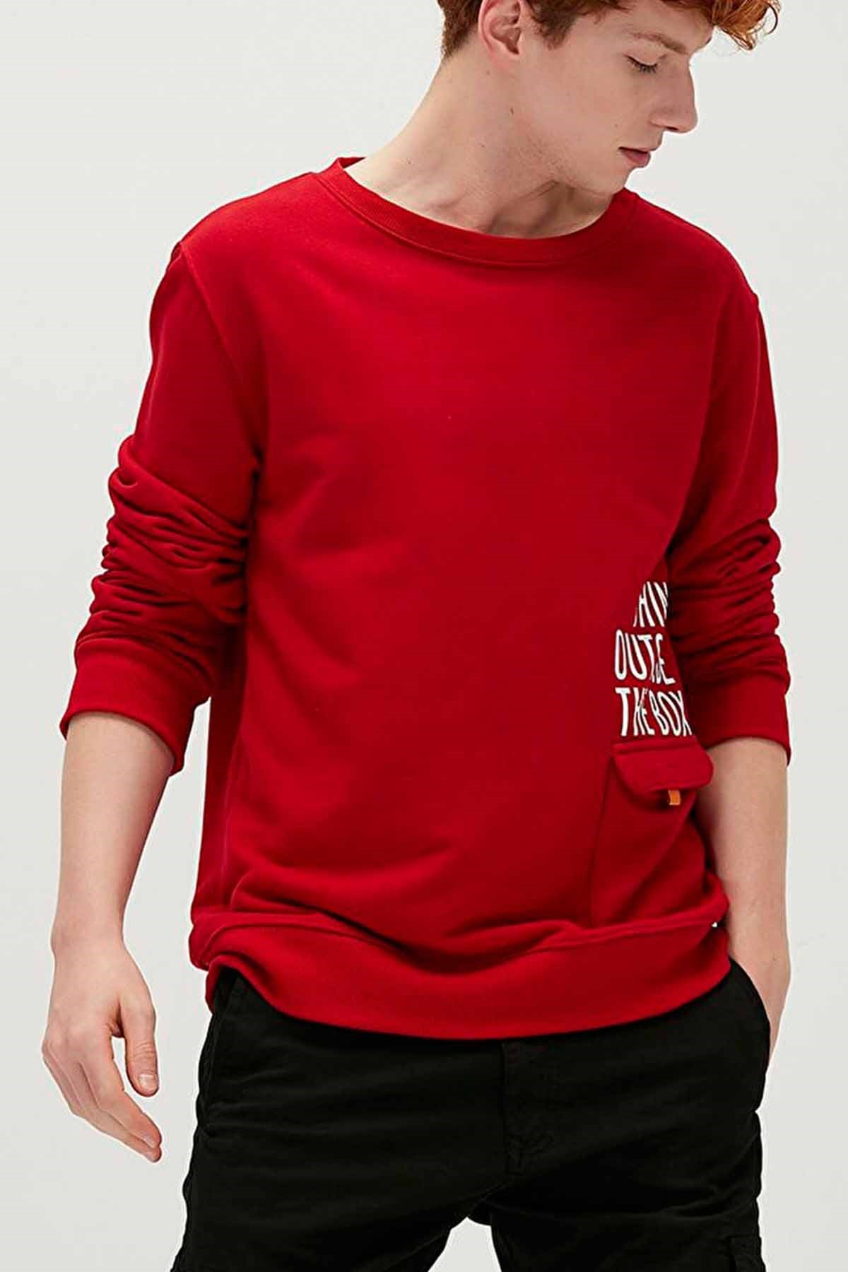 BAD BEARSweatshirtBad Bear Outside Crewneck Erkek Sweatshirt 21.02.12.010-C54CRIMSONRED