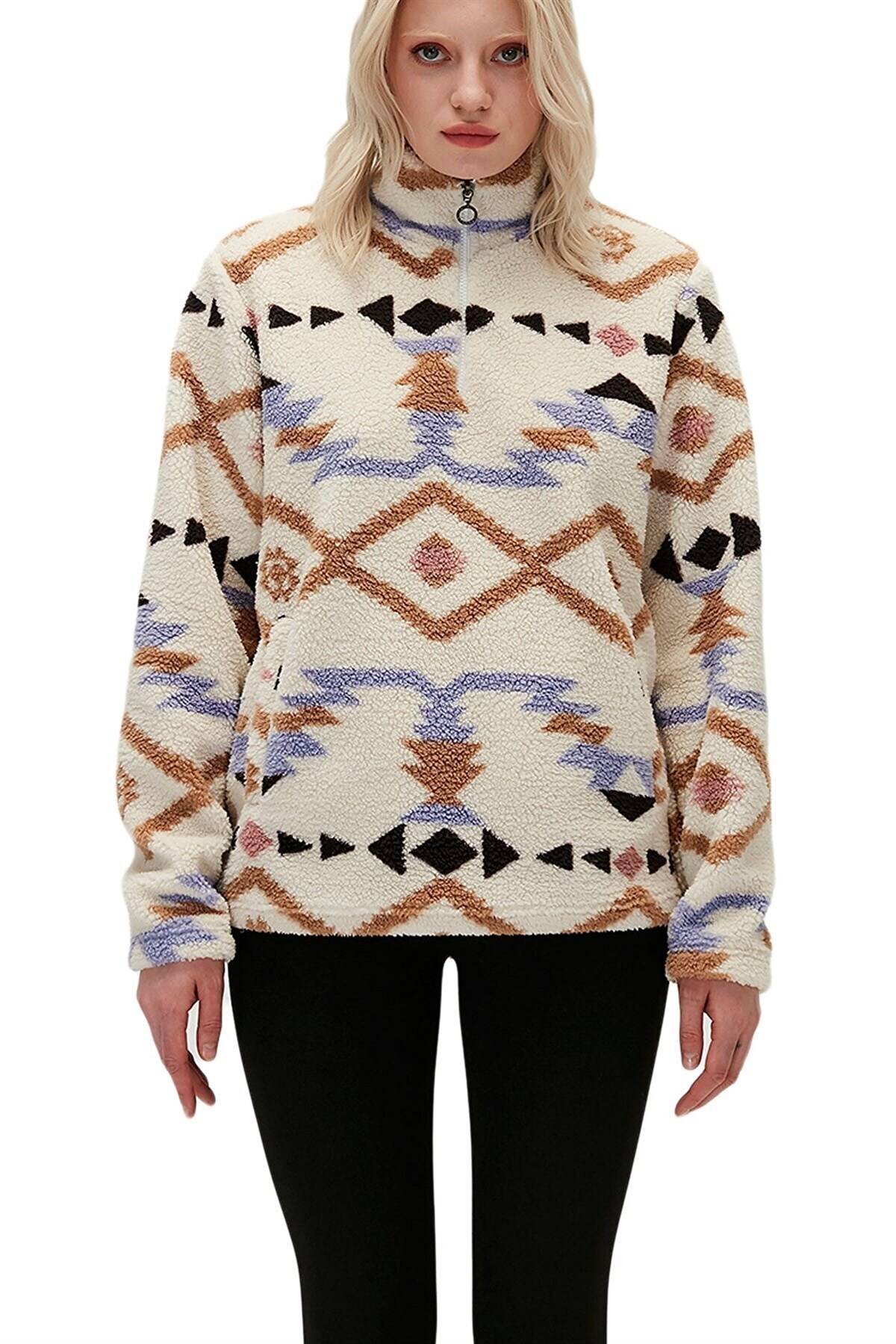 BAD BEARSweatshirtBad Bear Ursula Plush Kadın Peluş Ceket Kadın Sweatshirt 21.04.29.001ECRU