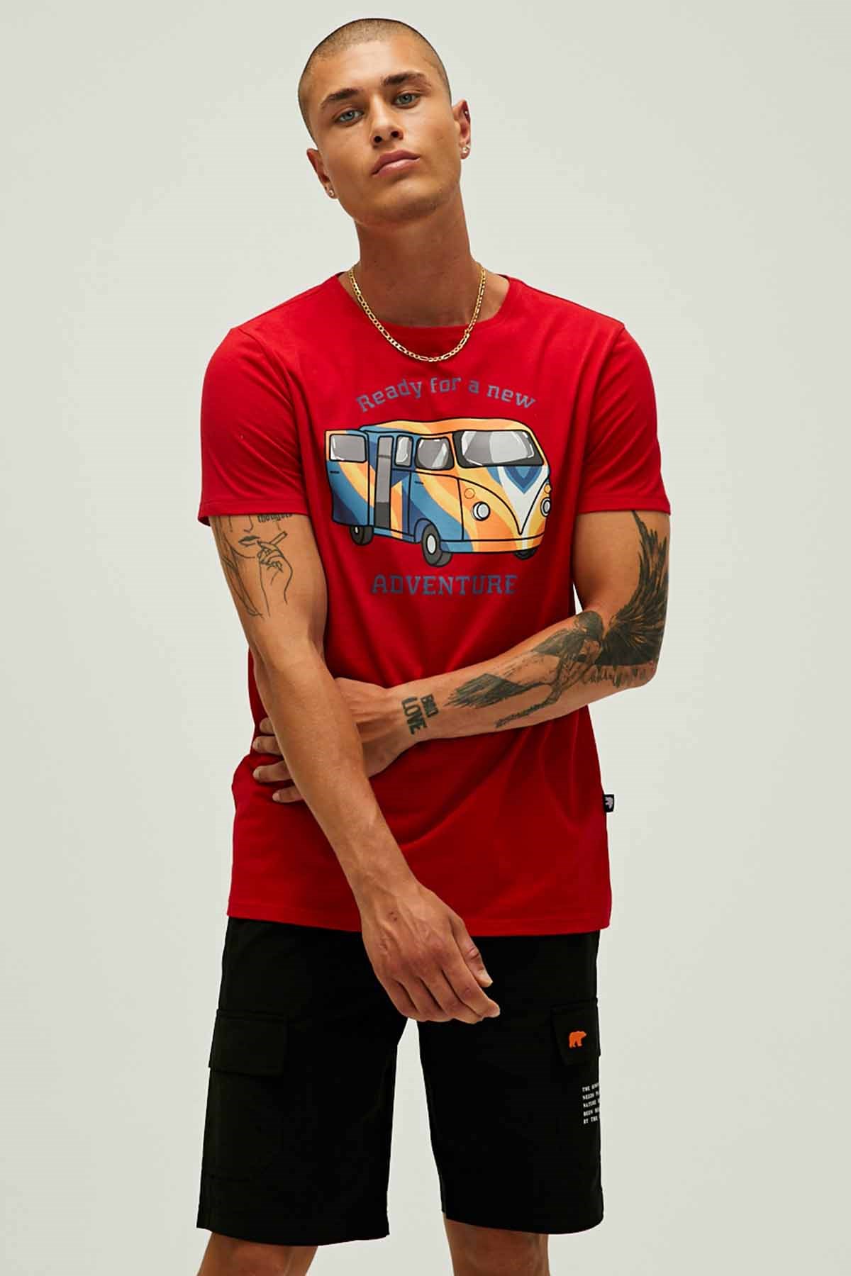 BAD BEARTişörtBad Bear Erkek baskılı T-Shirt Adventura Erkek Tişört 22.01.07.040CRIMSONRED