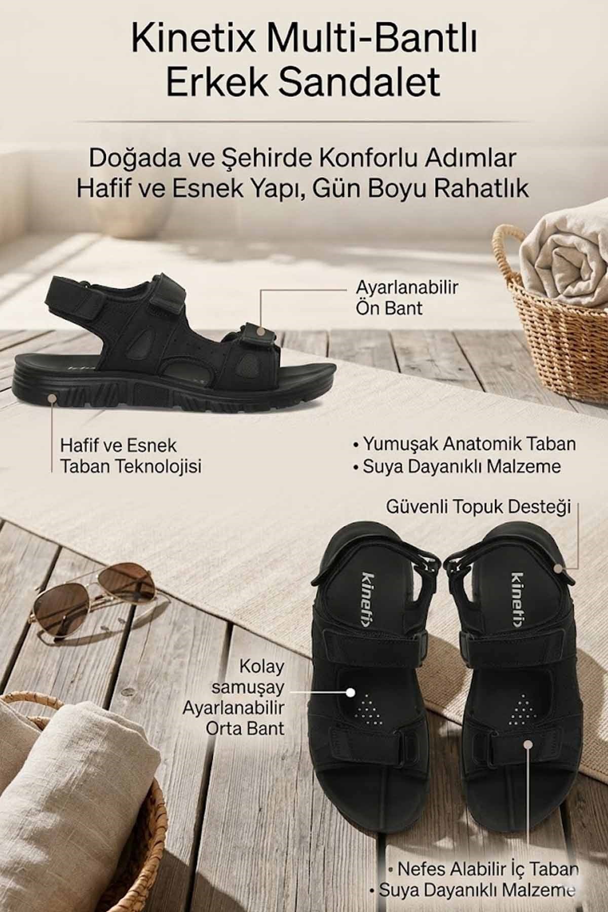 KinetixSandaletKinetix 6M GUSTAV 6FX SIYAH Erkek Sandalet Ayakkabı 102249724SIYAH
