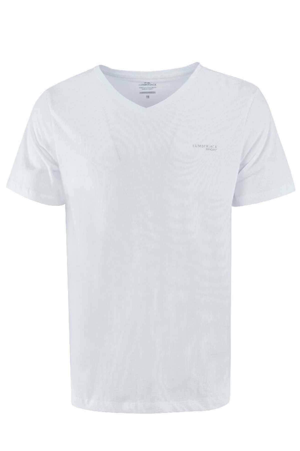 LUMBERJACKTişörtLumberjack  Basic Mondal V Neck Erkek Tişört 100581763BEYAZ