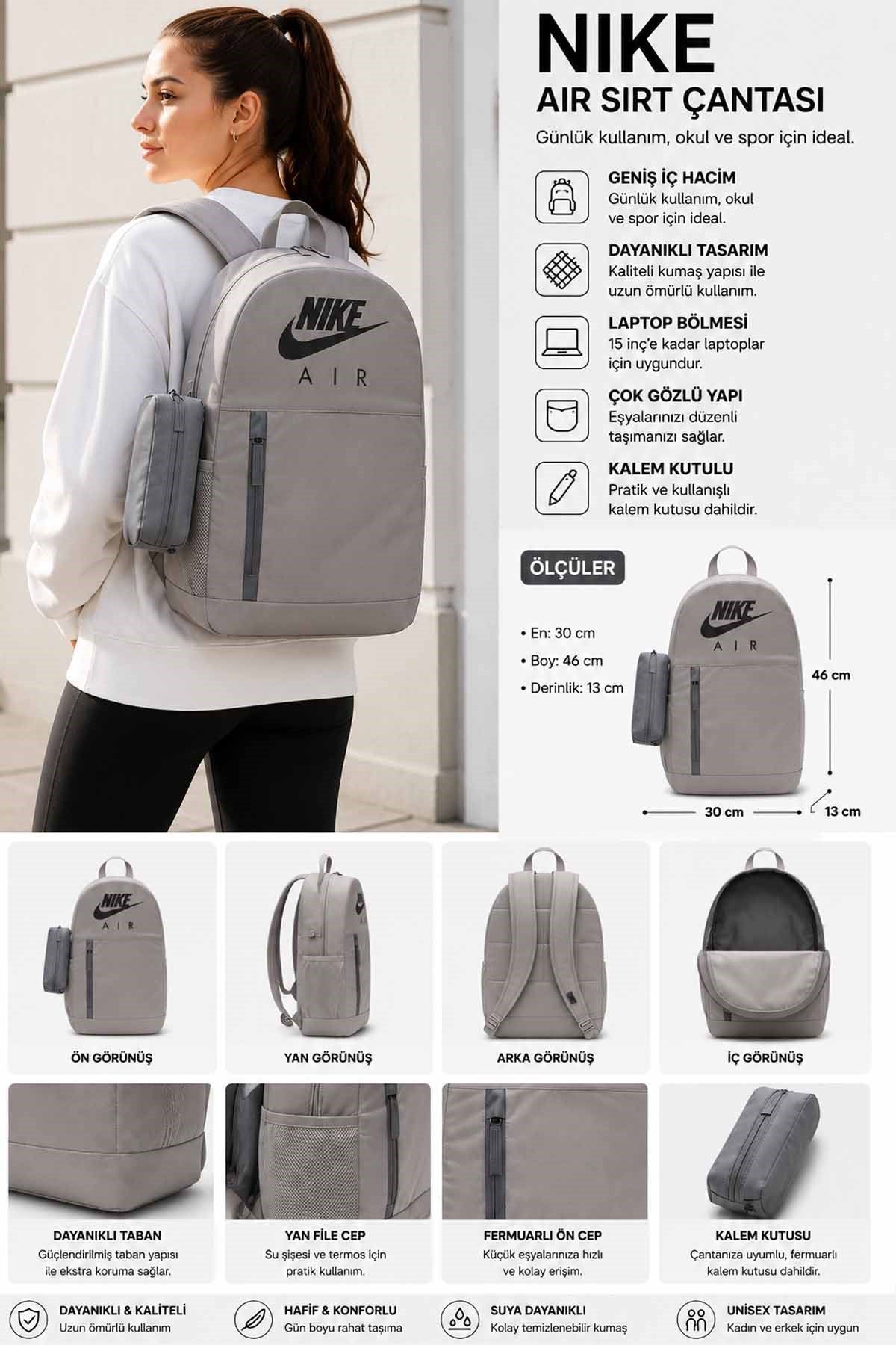 NIKESırt ÇantasıNike Y ELMNTL BKPK Unisex Sırt Çantası BA6032-009Gri
