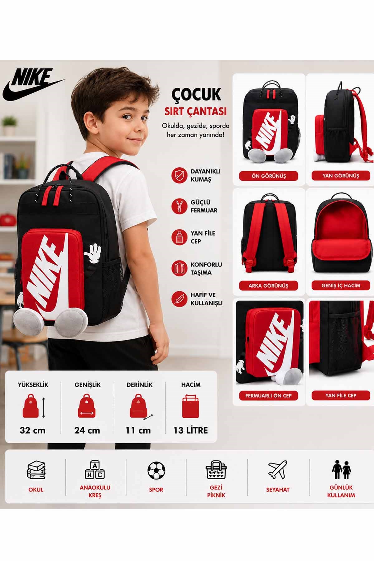 NIKESırt ÇantasıNikeY NK BOXY BKPK Unisex Sırt Çantası HM9973-010SIYAH