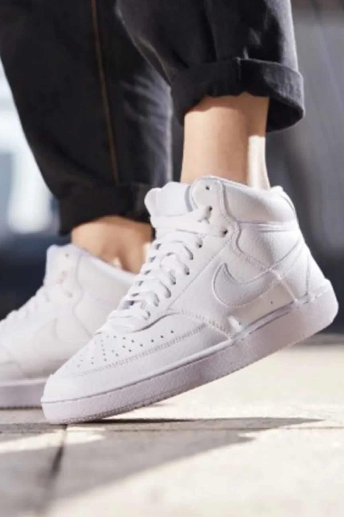 NIKESneakerNike Wmns Court Vision Mid Kadın Sneaker Ayakkabı CD5436-100-Beyaz