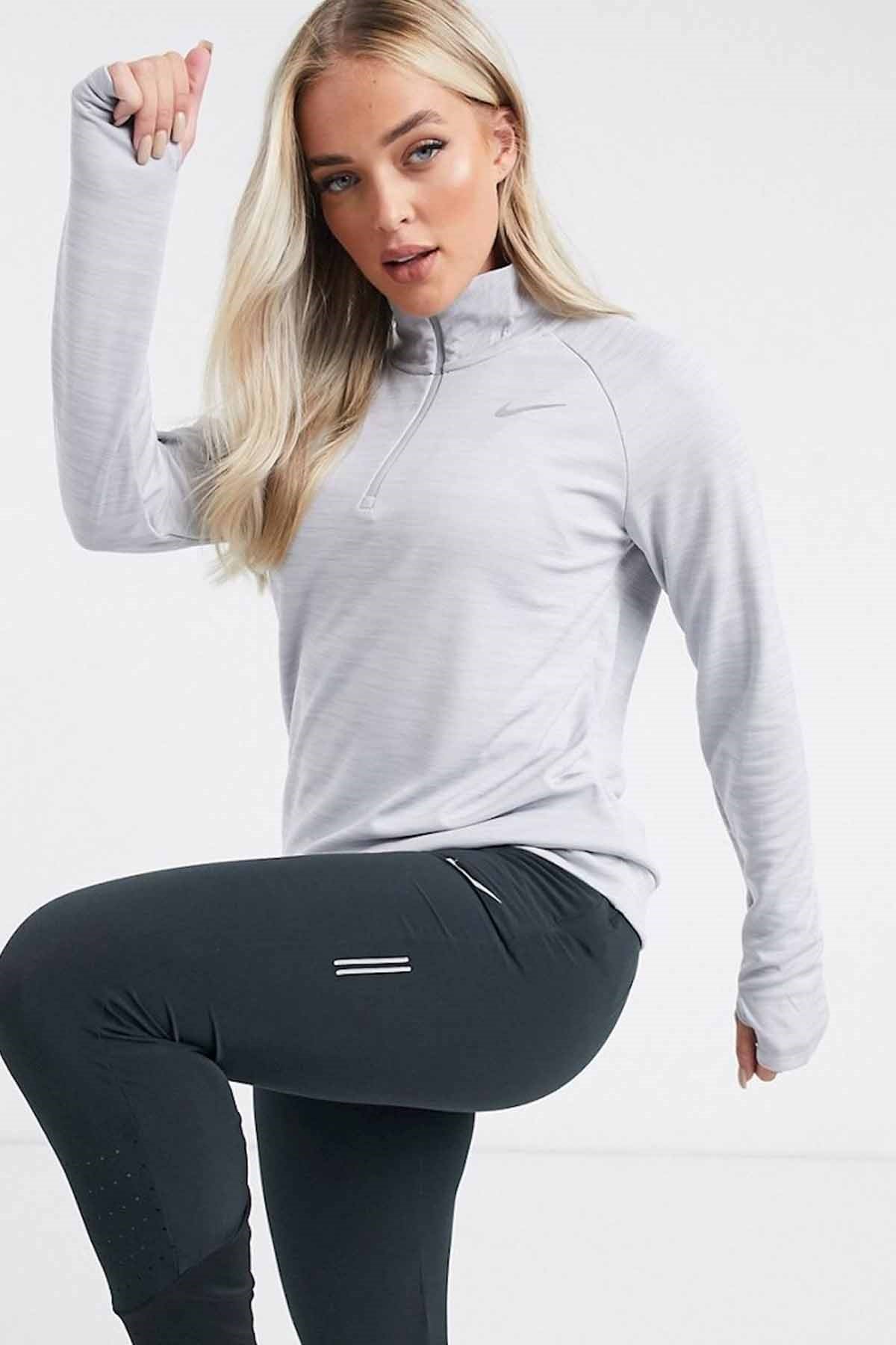 NIKESweatshirt1/4-Zip Running Top Kadın Sweatshirt CU3267-077-Gri