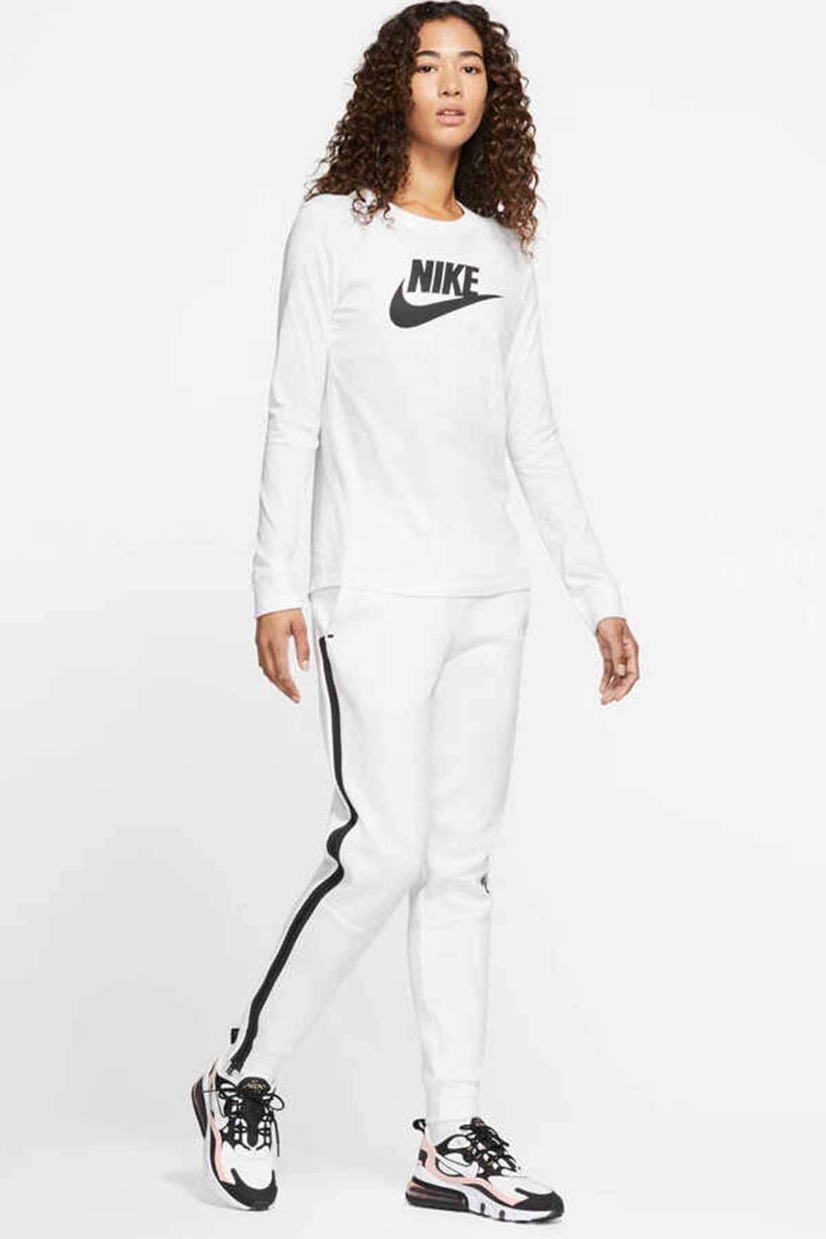 NIKESweatshirtNike W NSW TEE ESSNTL LS ICON FTR Kadın Sweatshirt BV6171-BEYAZ