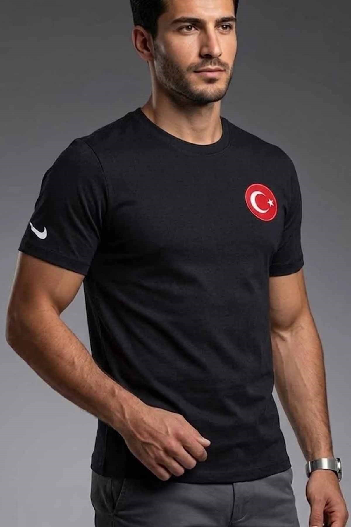 NIKETişörtNike Erkek Milli Takım Tişört %100 Pamuk Erkek Tişört NK0881Siyah