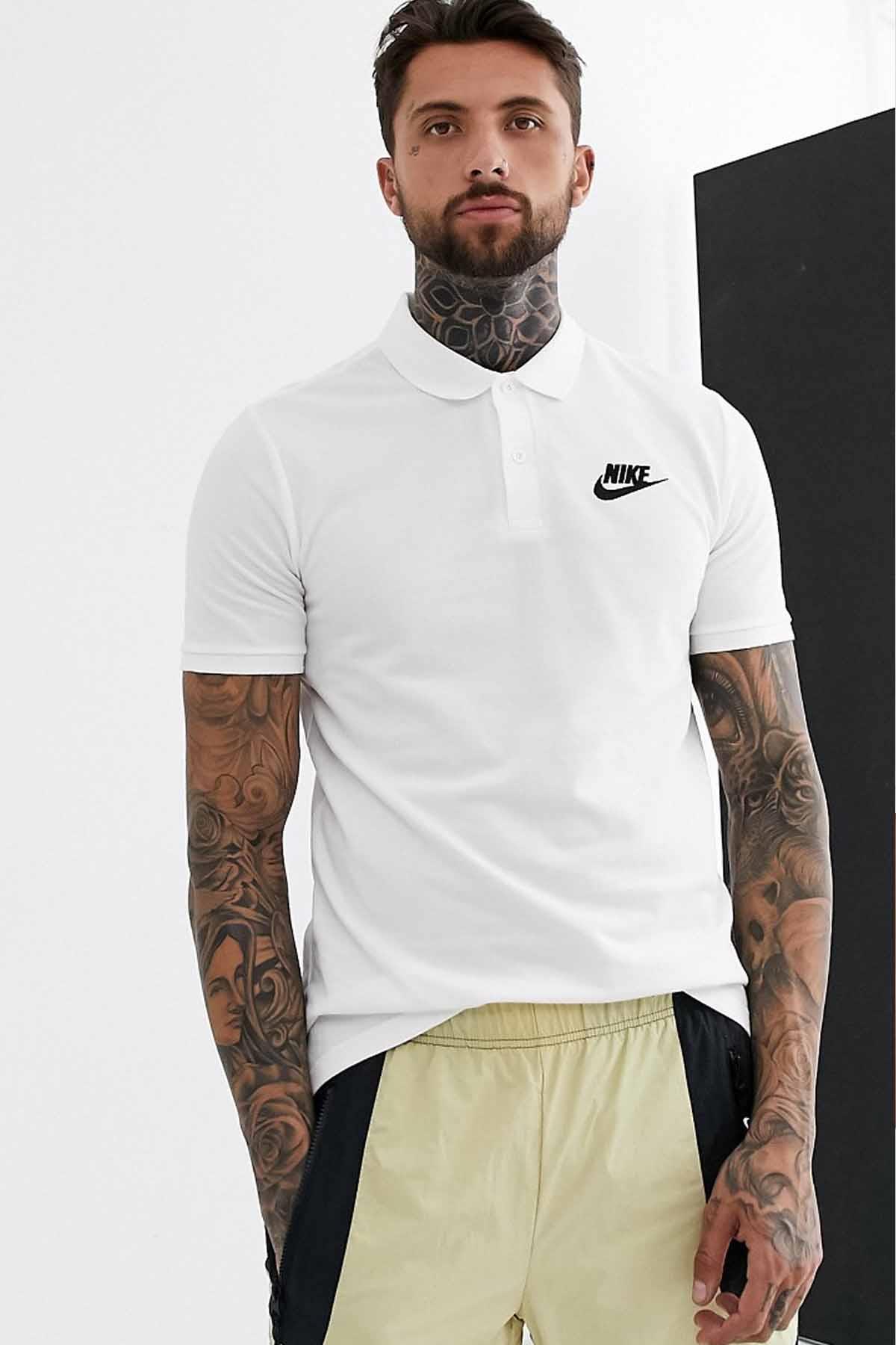 NIKETişörtNike Polo Tişört NSW CE Polo Match Up Erkek Tişört 909746-100-BEYAZ