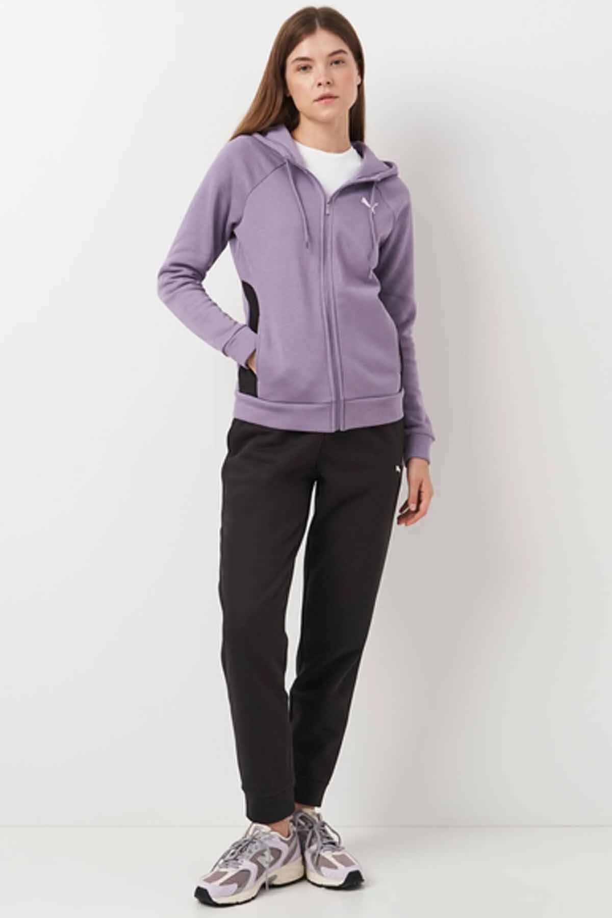 PUMAEşofman TakımPuma Kadın Paumuklu Kumaş İçi Polarlı  Eşofman Takımı Kadın Eşofman Takım 683035-30 Siyah-Mor