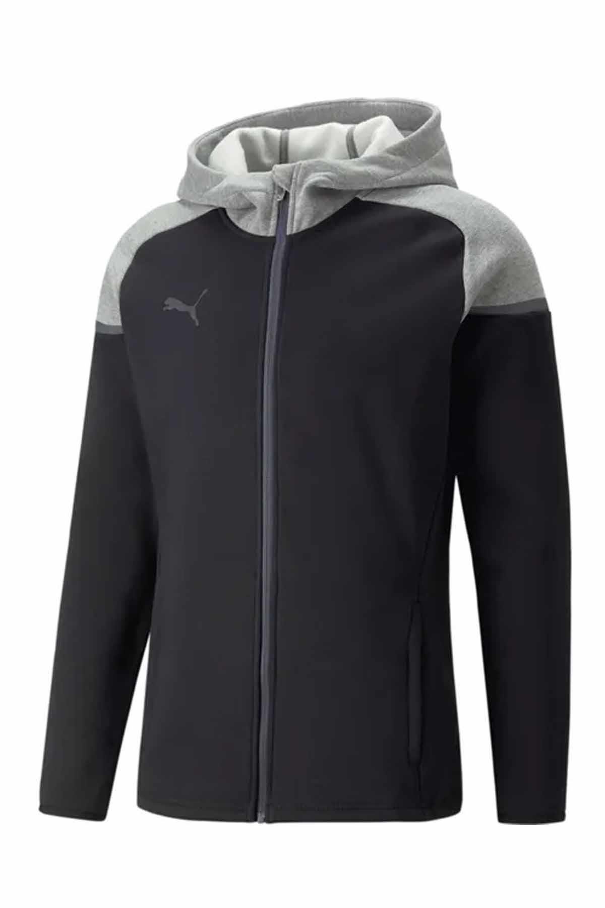 PUMASweatshirtPuma Sweatshirt Team CUP Casuals Hooded Jkt Erkek Sweatshirt 657987-03 Siyah-Gri