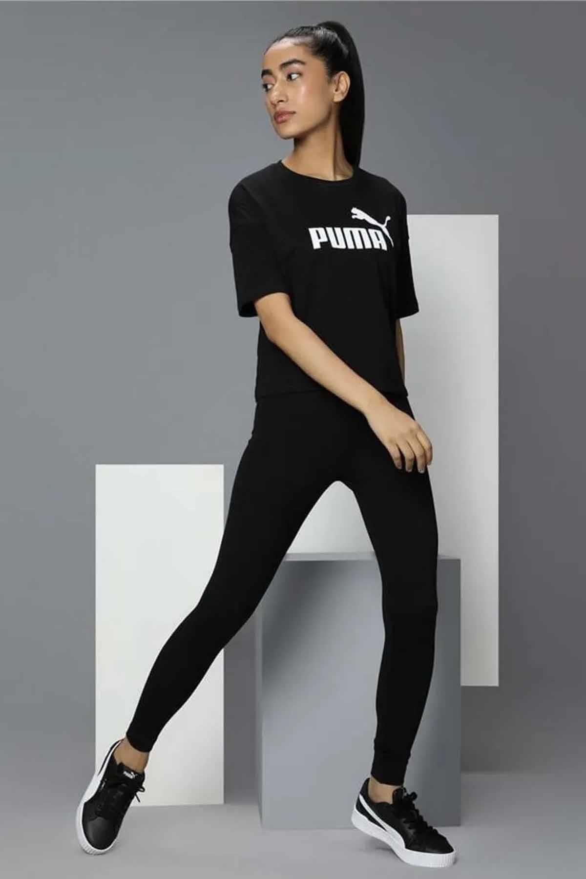 PUMATişörtPuma Cropped Logo Tee Kadın Tişört 586866 01 Siyah