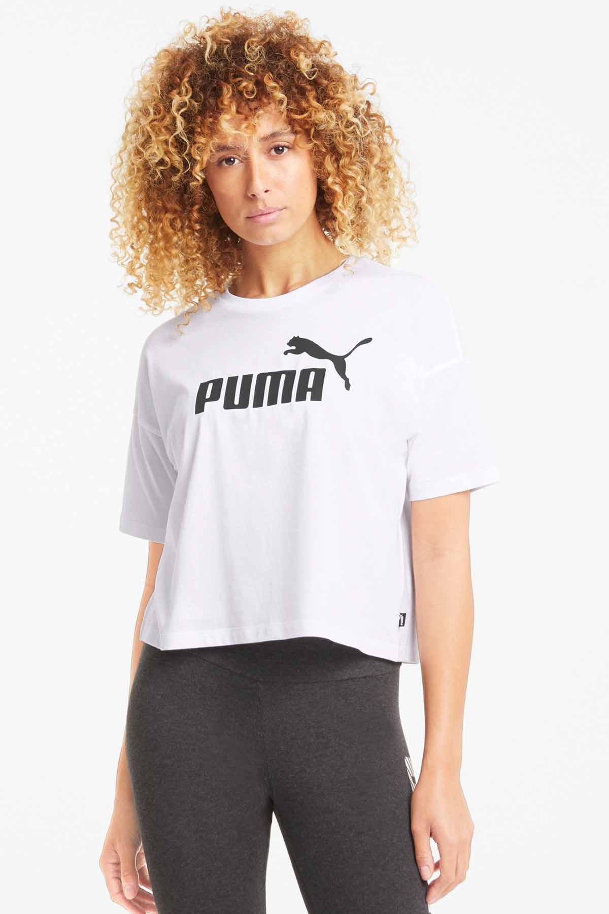 PUMATişörtPuma Cropped Logo Tee Kadın Tişört 586866 02 BEYAZ
