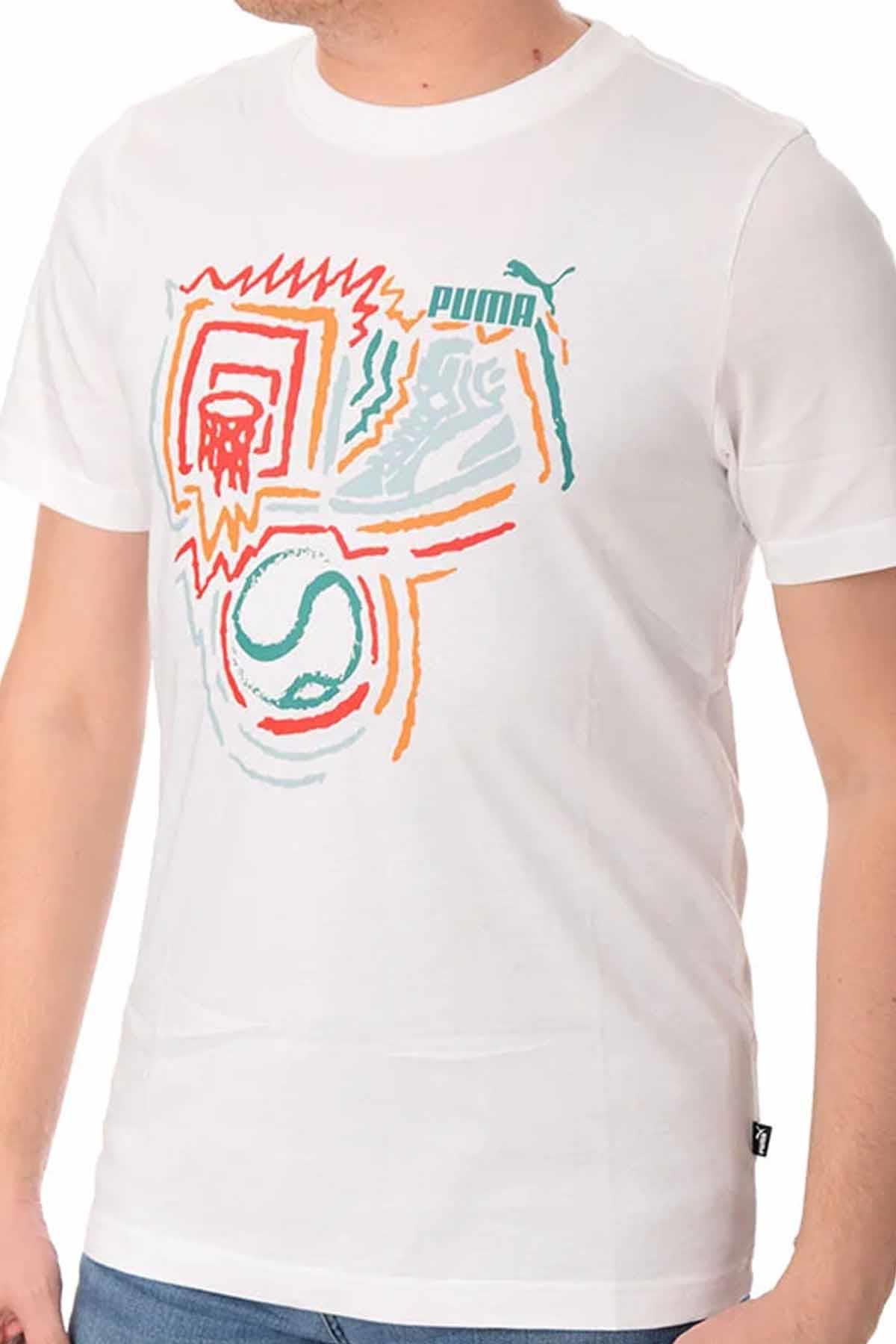 PUMATişörtPuma Erkek Basklı Tişort Erkek Tişört 680176-02 BEYAZ