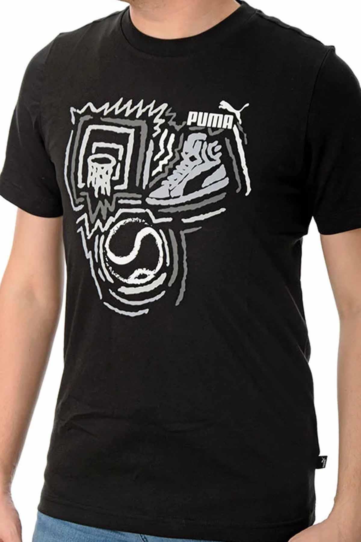 PUMATişörtPuma Erkek Basklı Tişort Erkek Tişört 680176-01 Siyah