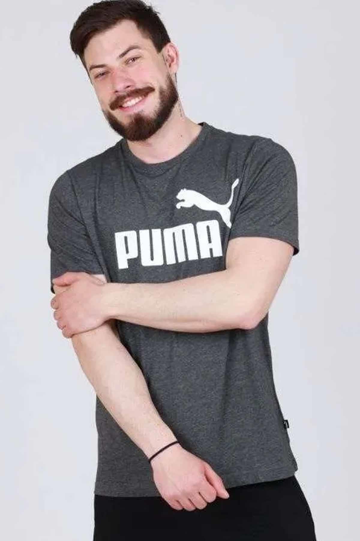 PUMATişörtPuma Ess Heather Tee Erkek Tişört 586736-01 Siyah