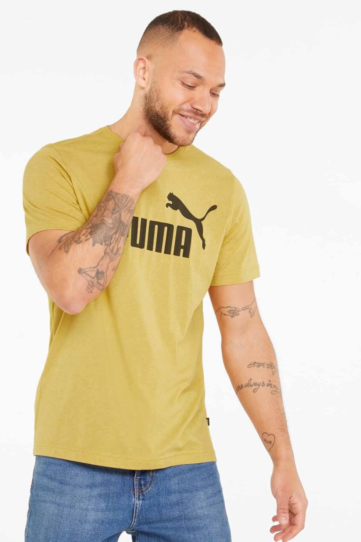 PUMATişörtPuma Ess Heather Tee Erkek Tişört 586736-96 SARI