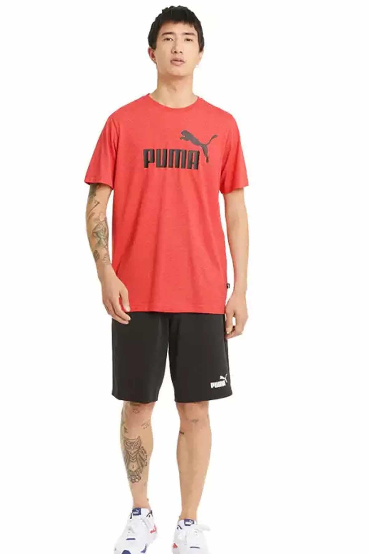 PUMATişörtPuma Ess Heather Tee Erkek Tişört 586736-11 KIRMIZI