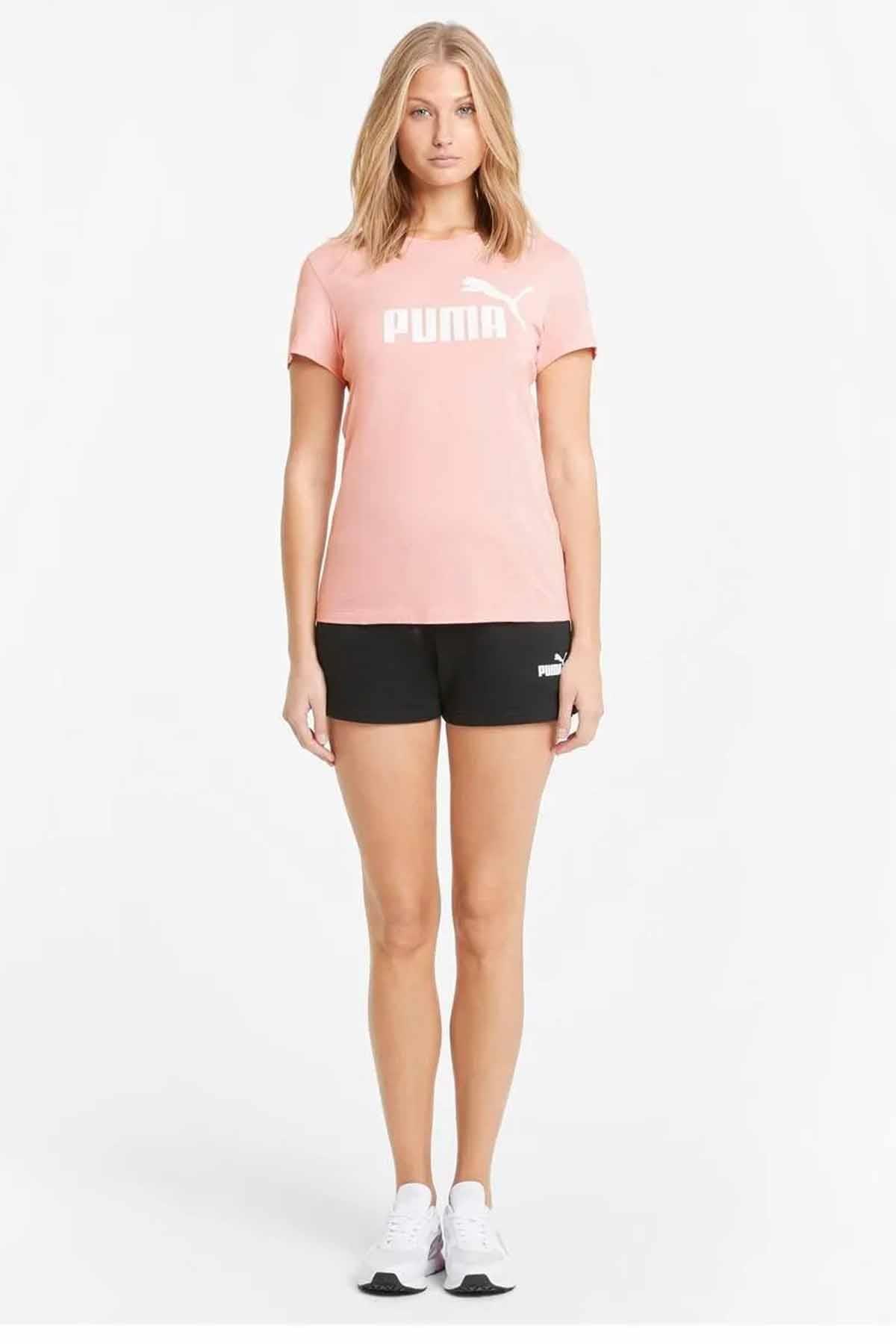 PUMATişörtPuma Ess Logo Tee Kadın Tişört 586774-80 PUDRA