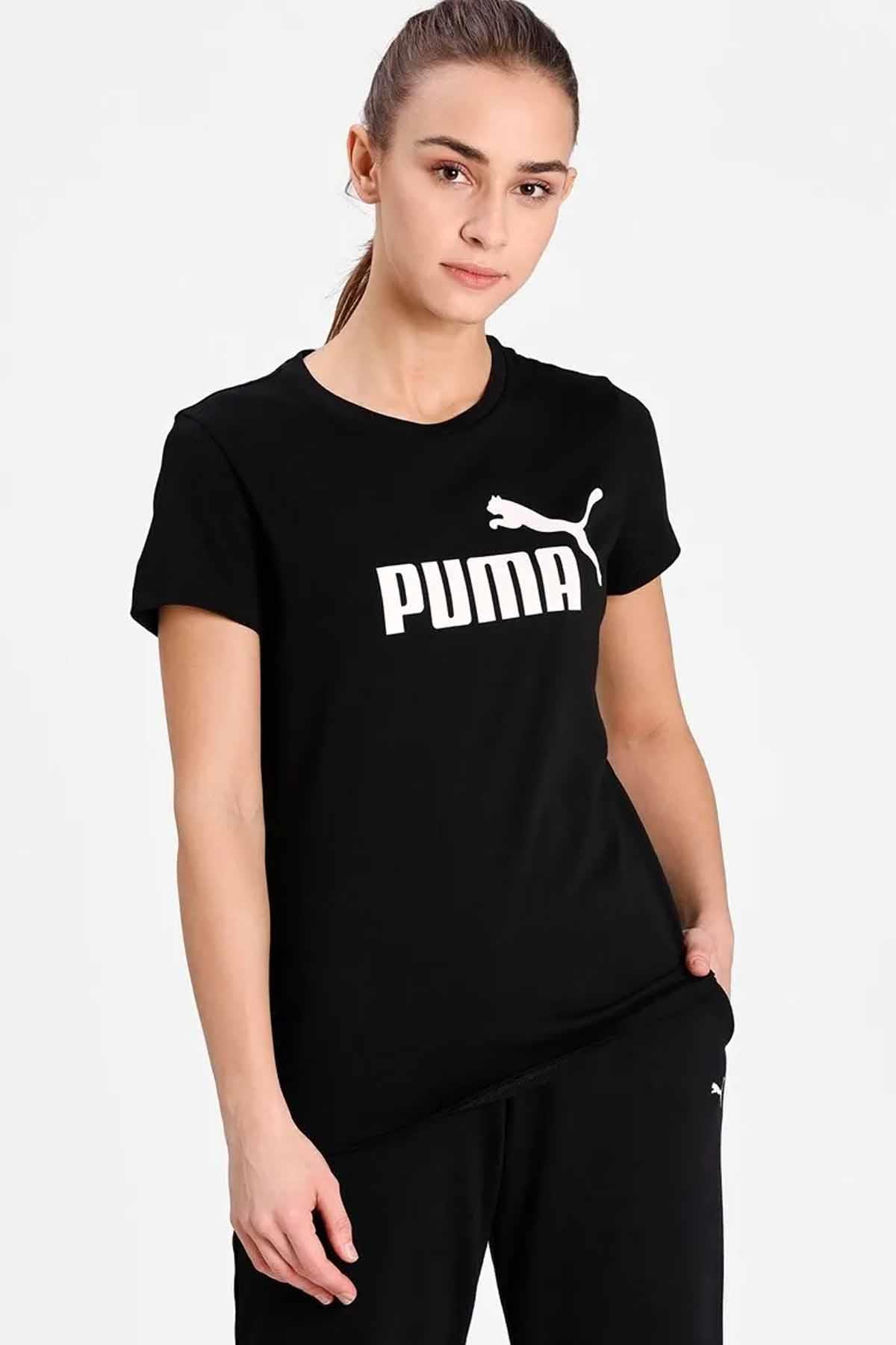 PUMATişörtPuma Ess Logo Tee Kadın Tişört 586774-01 Siyah