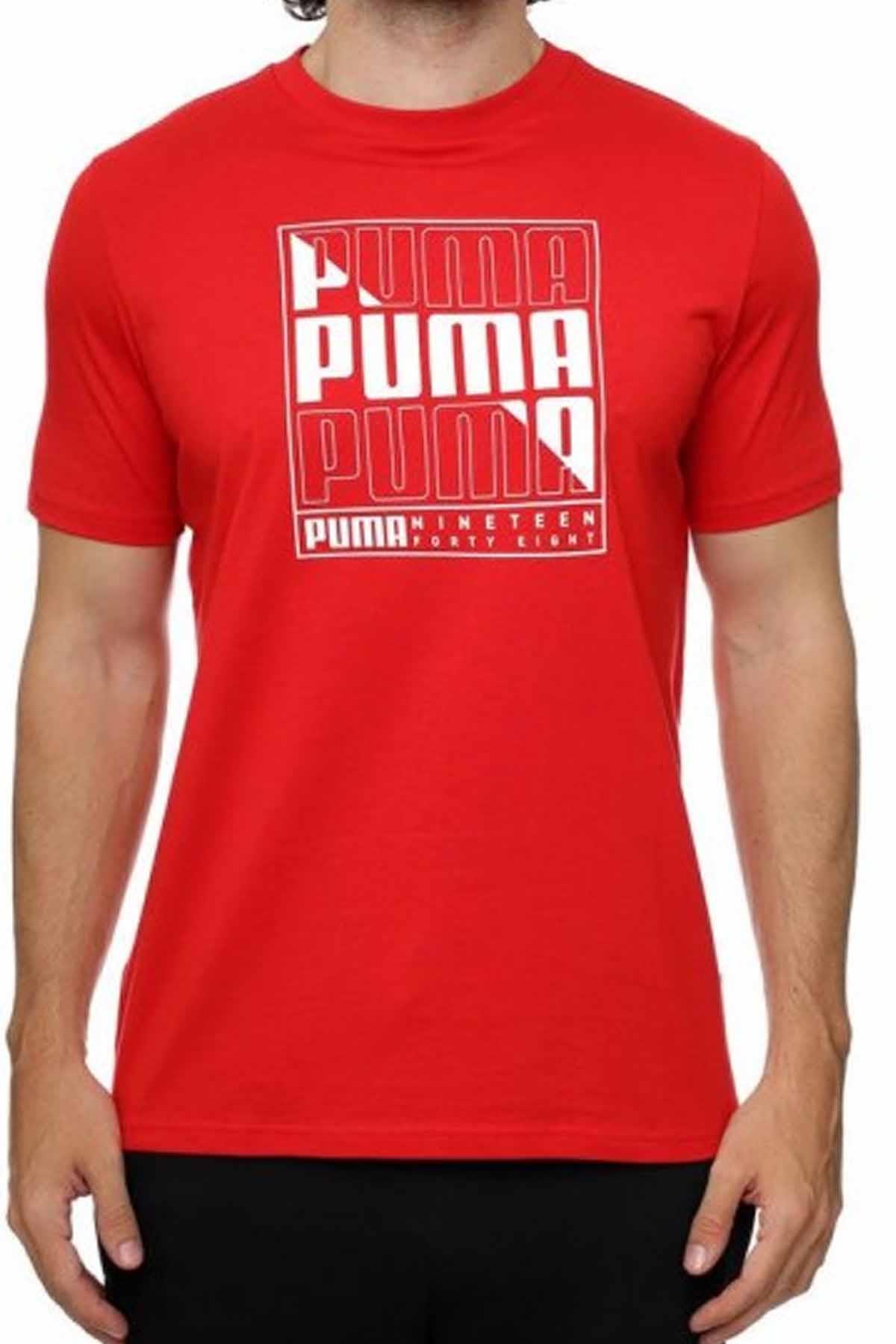 PUMATişörtPuma GRAPHICS PUMA Box Tee Erkek Tişört 680172-11 KIRMIZI