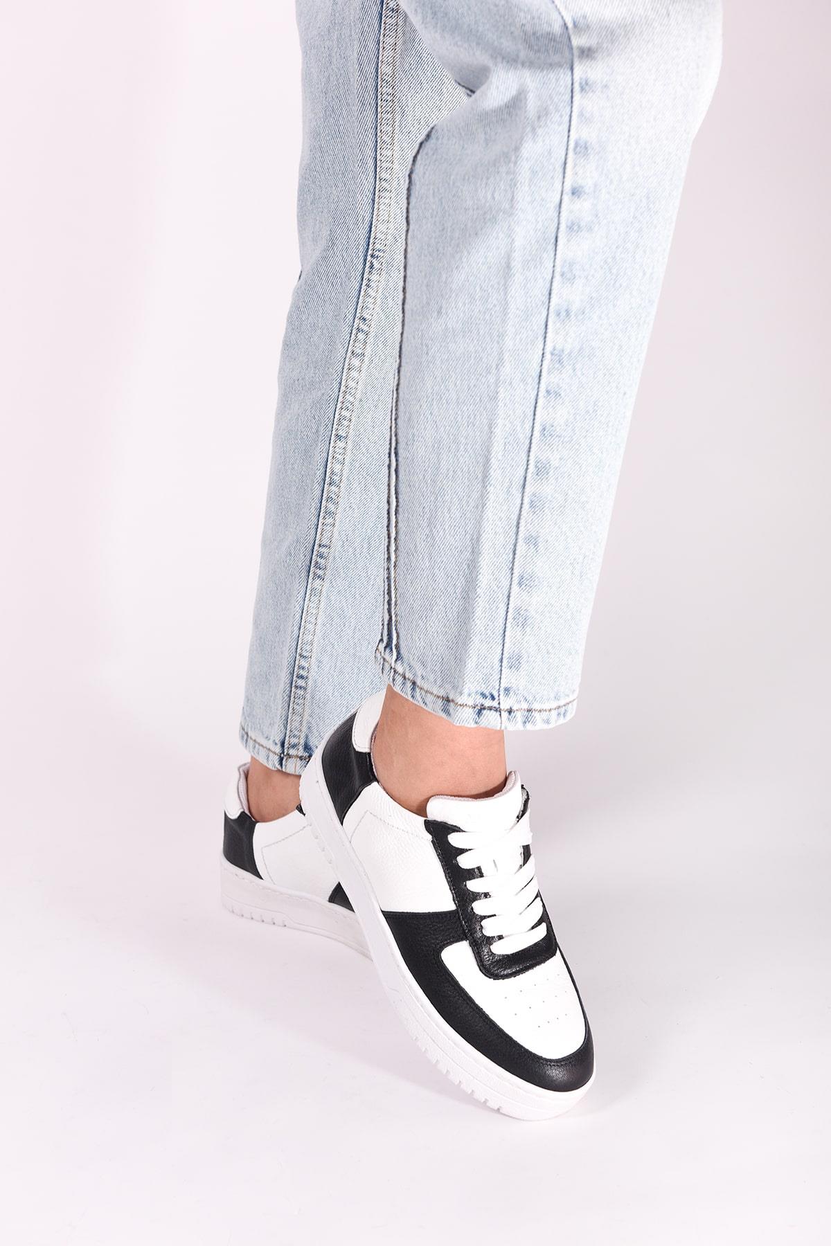 REKOR SPORGünlük SporAir Force V2 Hakki Deri Kadın Günlük Spor Ayakkabı RS-8003Siyah-Byz