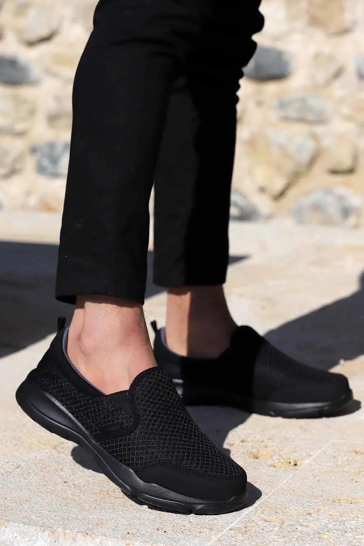 REKOR SPORGünlük SporErkek Bağcıksız Nefes Alabilir Erkek Günlük Spor Ayakkabı RS-7000Siyah