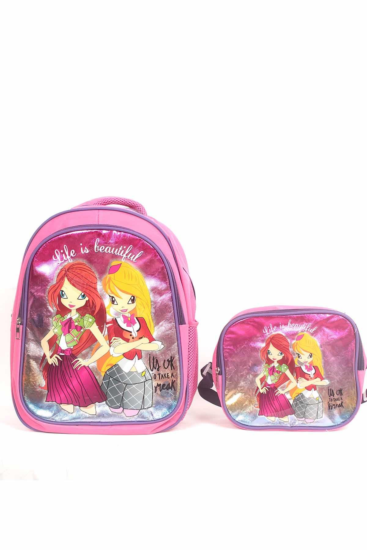REKOR SPOROkul ÇantasıRS Okul Çantası Beslenme Çantalı Holigram Baskı 41x15x14 Unisex Okul Çantası RS-0021Çok Renkli