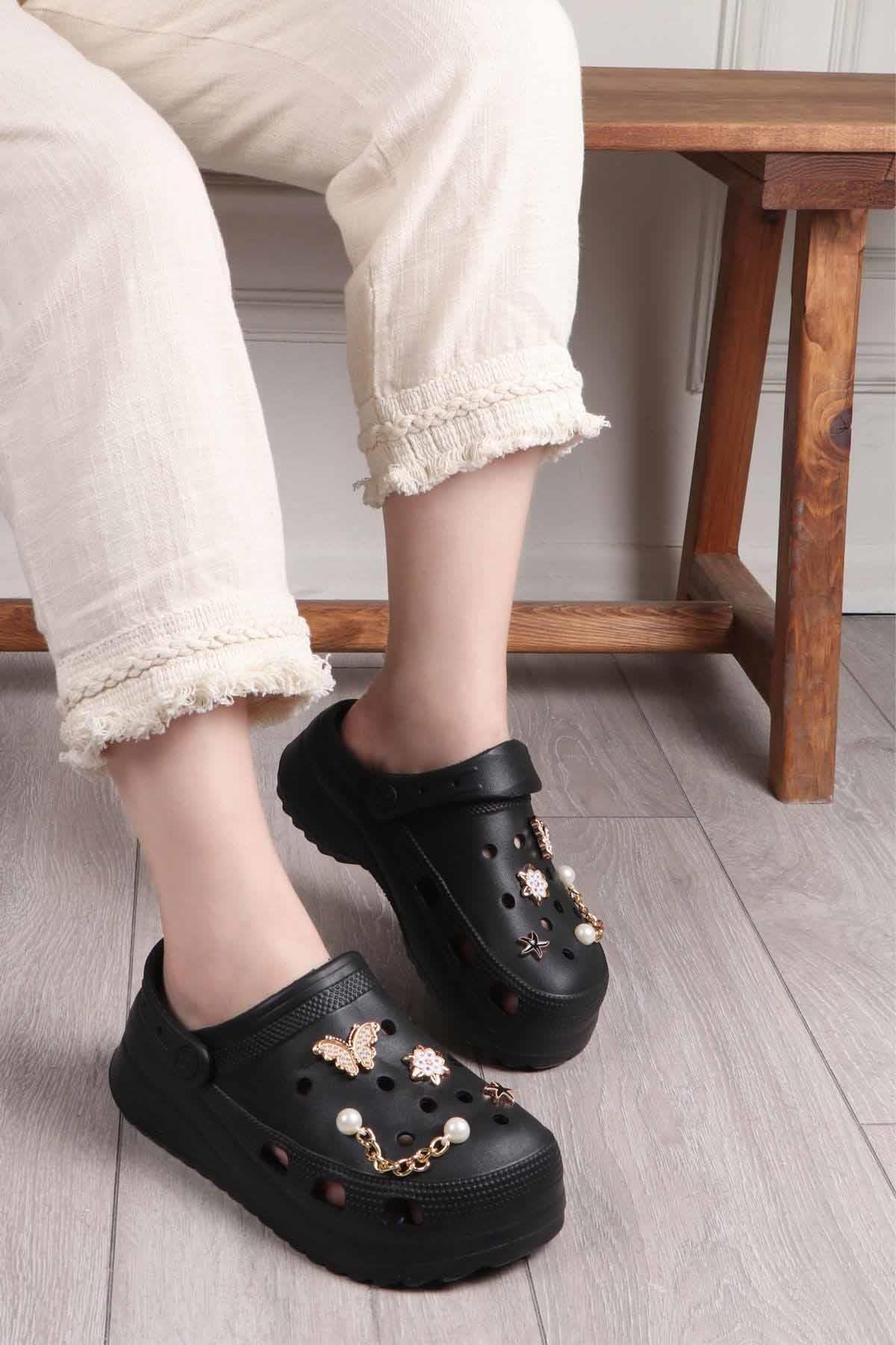 REKOR SPORTerlikKadın Deniz / Havuz Sabo Doktor Hemşire Hastane Comfort Günlük Terlik Sandalet Kadın Terlik Ayakkabı R-S 642SYHSiyah