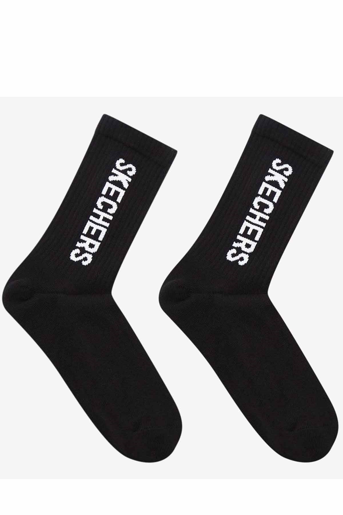 SKECHERSÇorapSkechers U 2 Pack Crew Cut Rib Cuff Branded Socks Unisex Çorap S212304-001 Siyah
