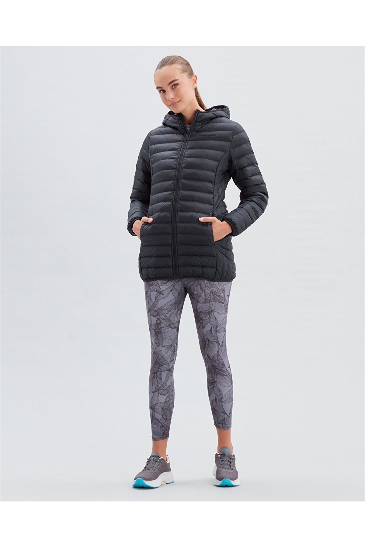 SKECHERSMontSkechers W Essential Midi Length Hooded Jacket Kadın Mont S212276-001 Black