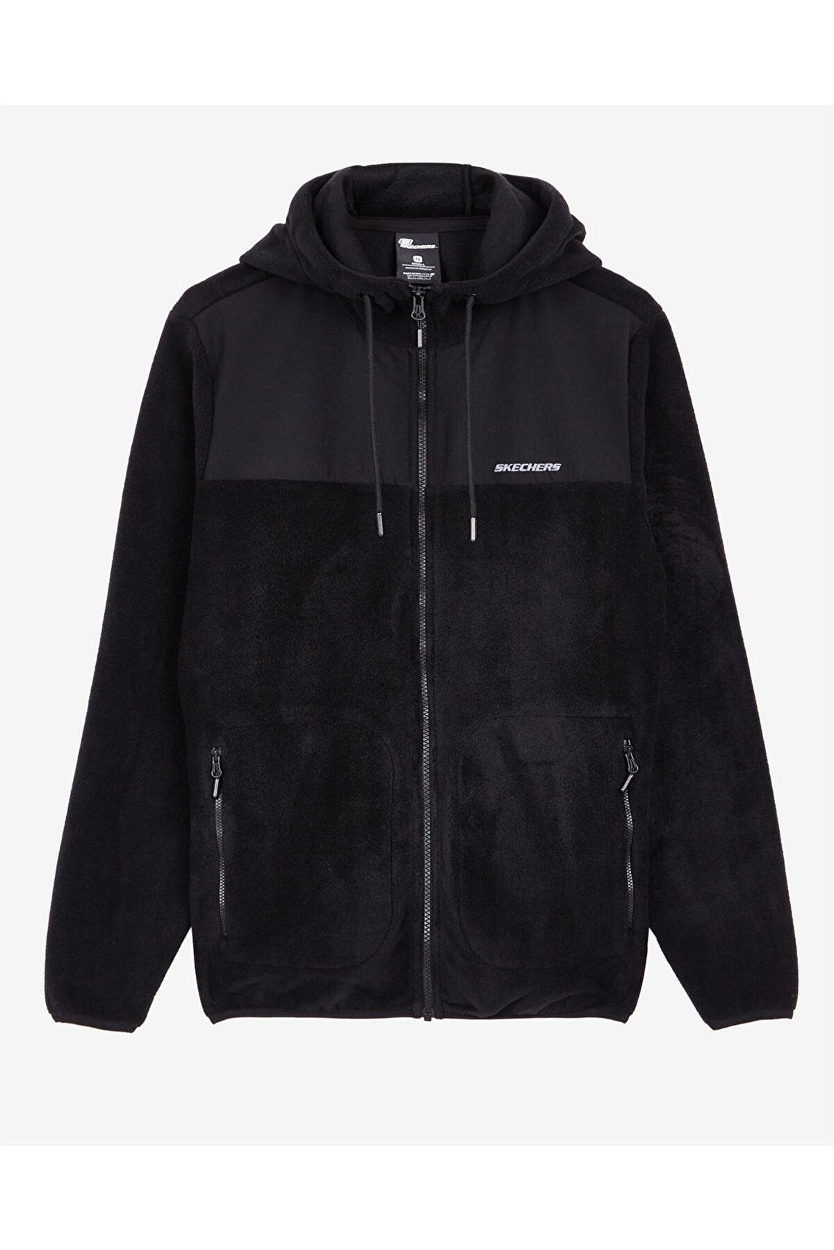 SKECHERSPolar SweatshirtSkechers M Woven Panel Full Zip Polar Erkek Polar Sweatshirt S222145-001 Siyah
