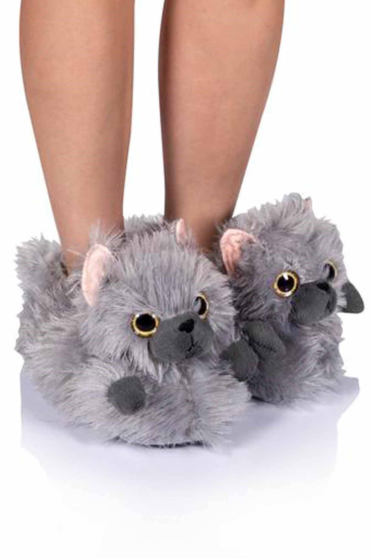 TWIGYPandufTwigy Kedi-3 Kadın Panduf Ayakkabı YY0307Gri