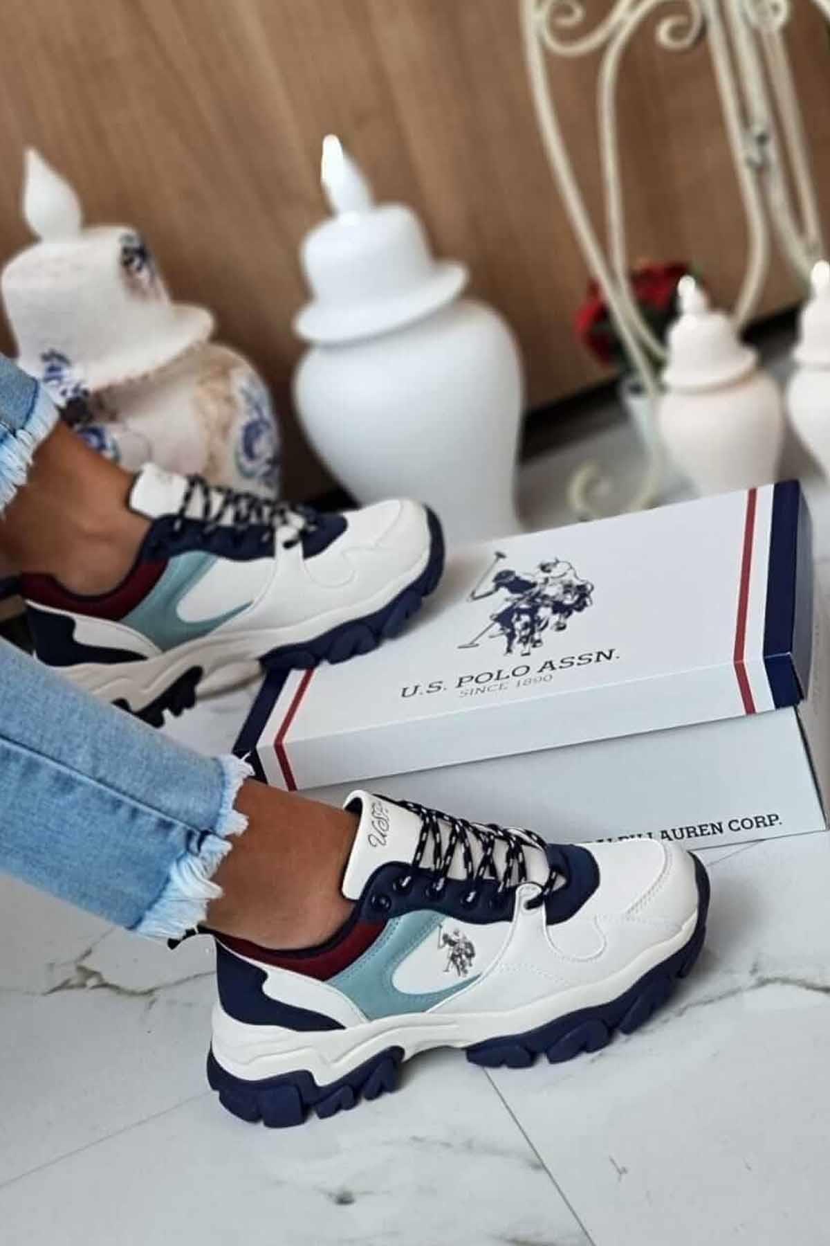 U.S. POLO ASSNGünlük SporUS Polo TRACKY Kadın Günlük Spor Ayakkabı 101532673Beyaz/Mavi