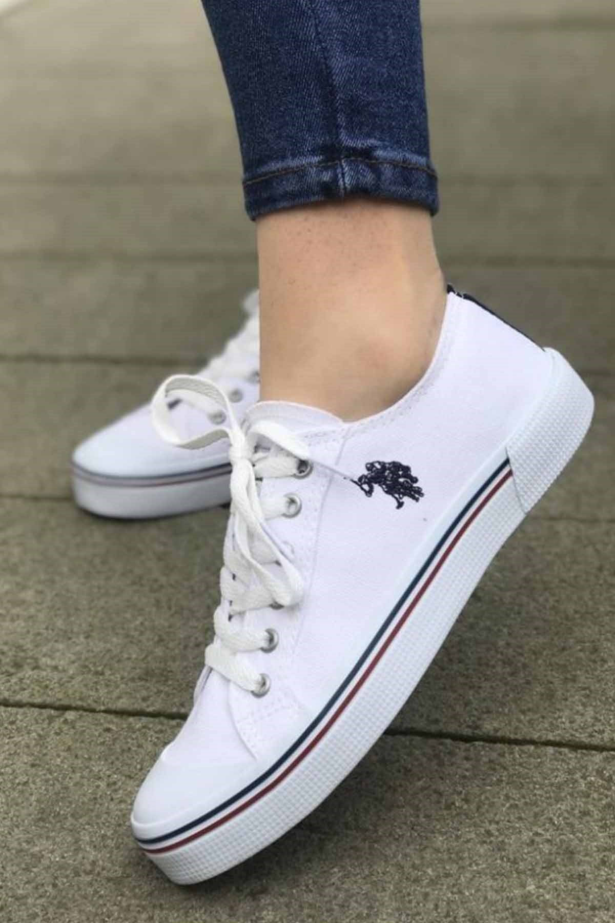 U.S. POLO ASSNGünlük SporU.S Polo Assn.Unisex Beyaz Sneaker Kadın Günlük Spor Ayakkabı USP300BEYAZ